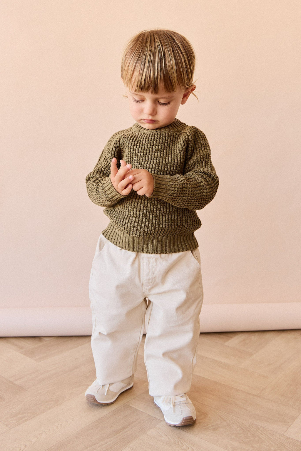 Pantalon Romeo en coton-élasthanne uni décontracté, coupe confortable et respirante pour bébés et petites filles (6 mois-8 ans)