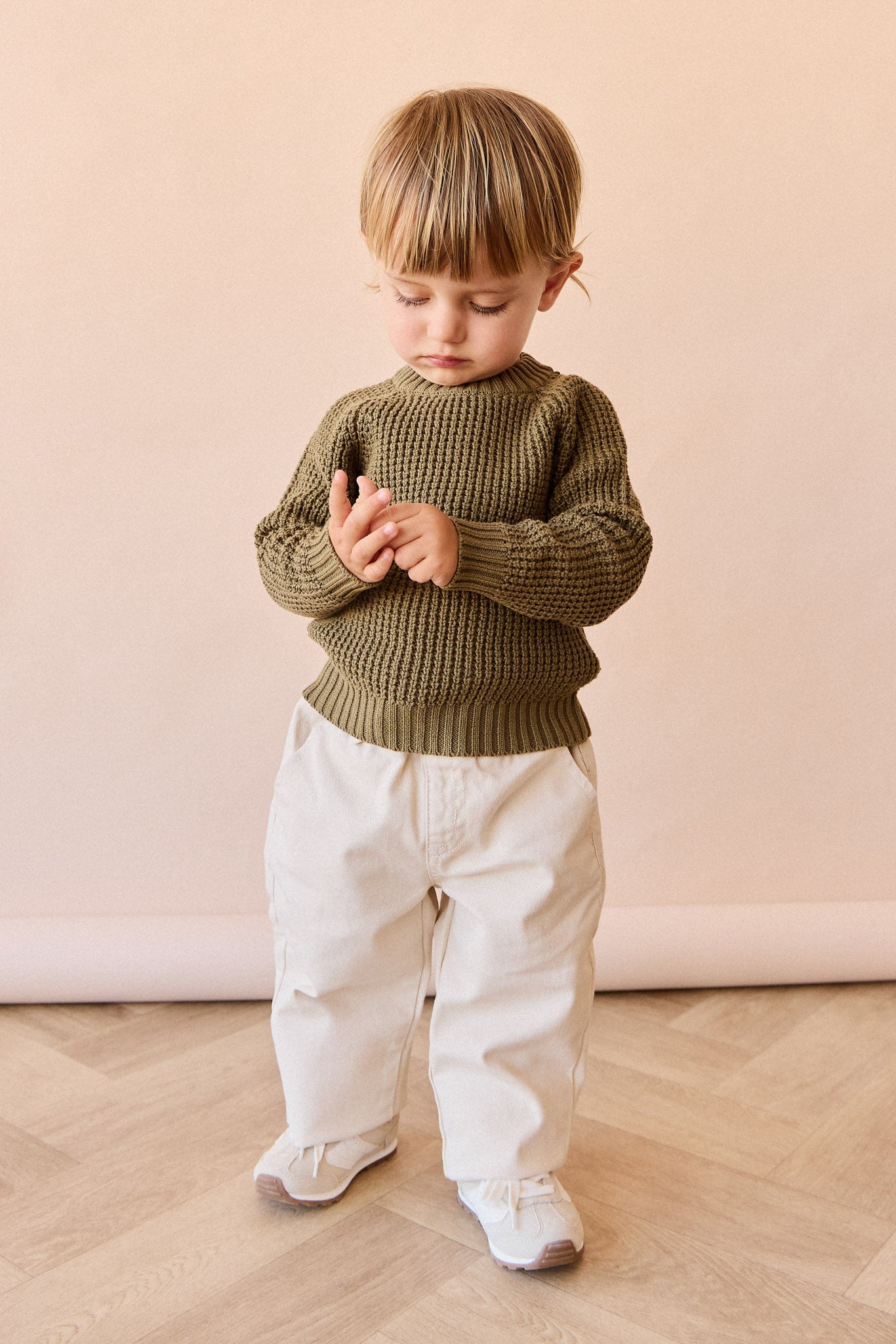Pantalon Romeo en coton-élasthanne uni décontracté, coupe confortable et respirante pour bébés et petites filles (6 mois-8 ans)