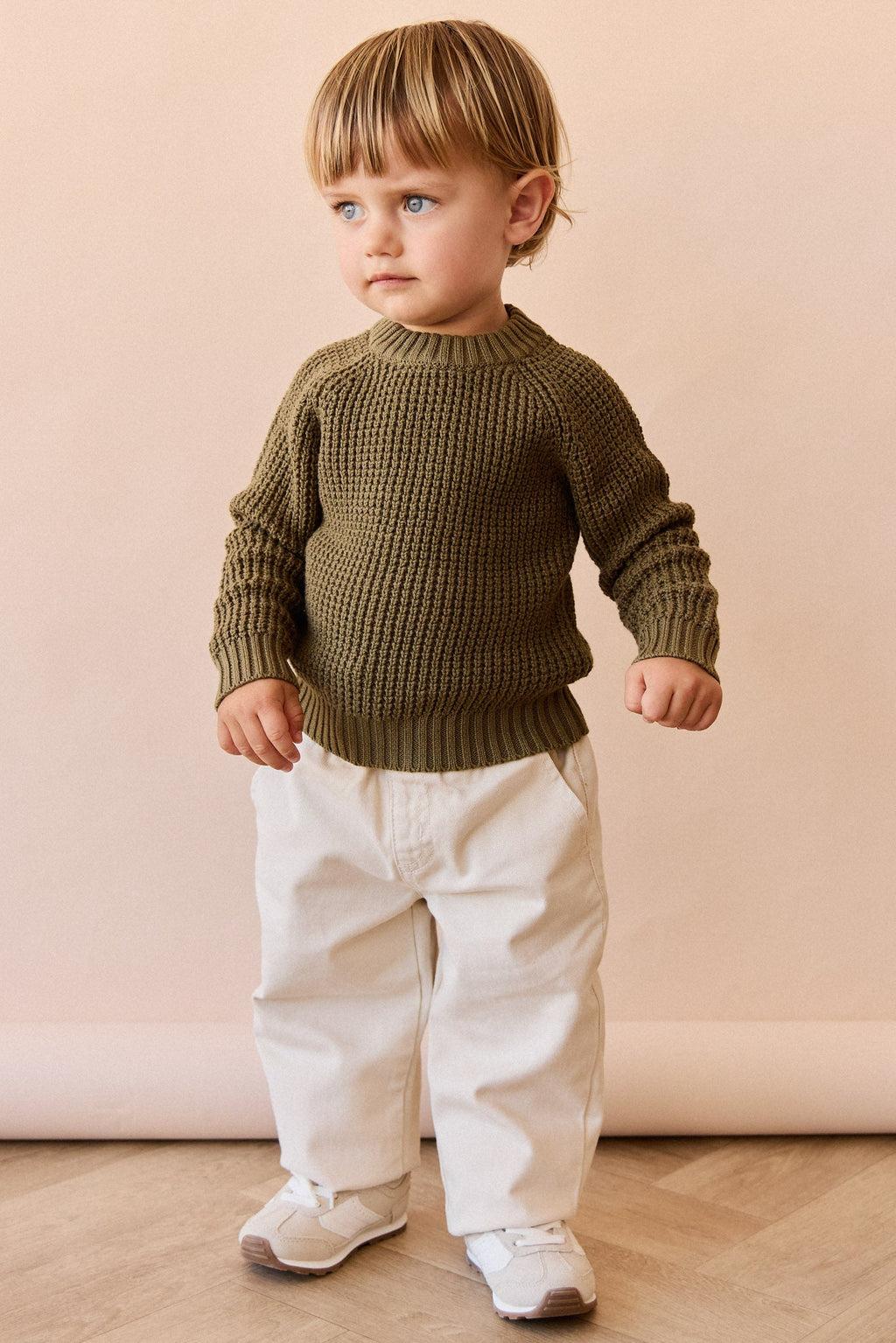 Pantalon Romeo en coton-élasthanne uni décontracté, coupe confortable et respirante pour bébés et petites filles (6 mois-8 ans)