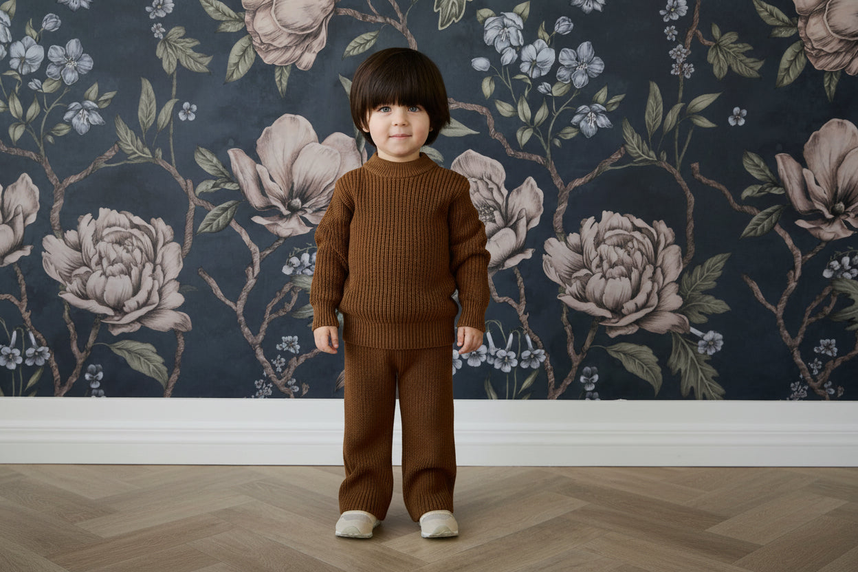 Pull Ras-du-Cou en Coton Uni, Poignets et Ourlet Côtes pour Bébé et Enfant Confort Quotidien (0–6A)