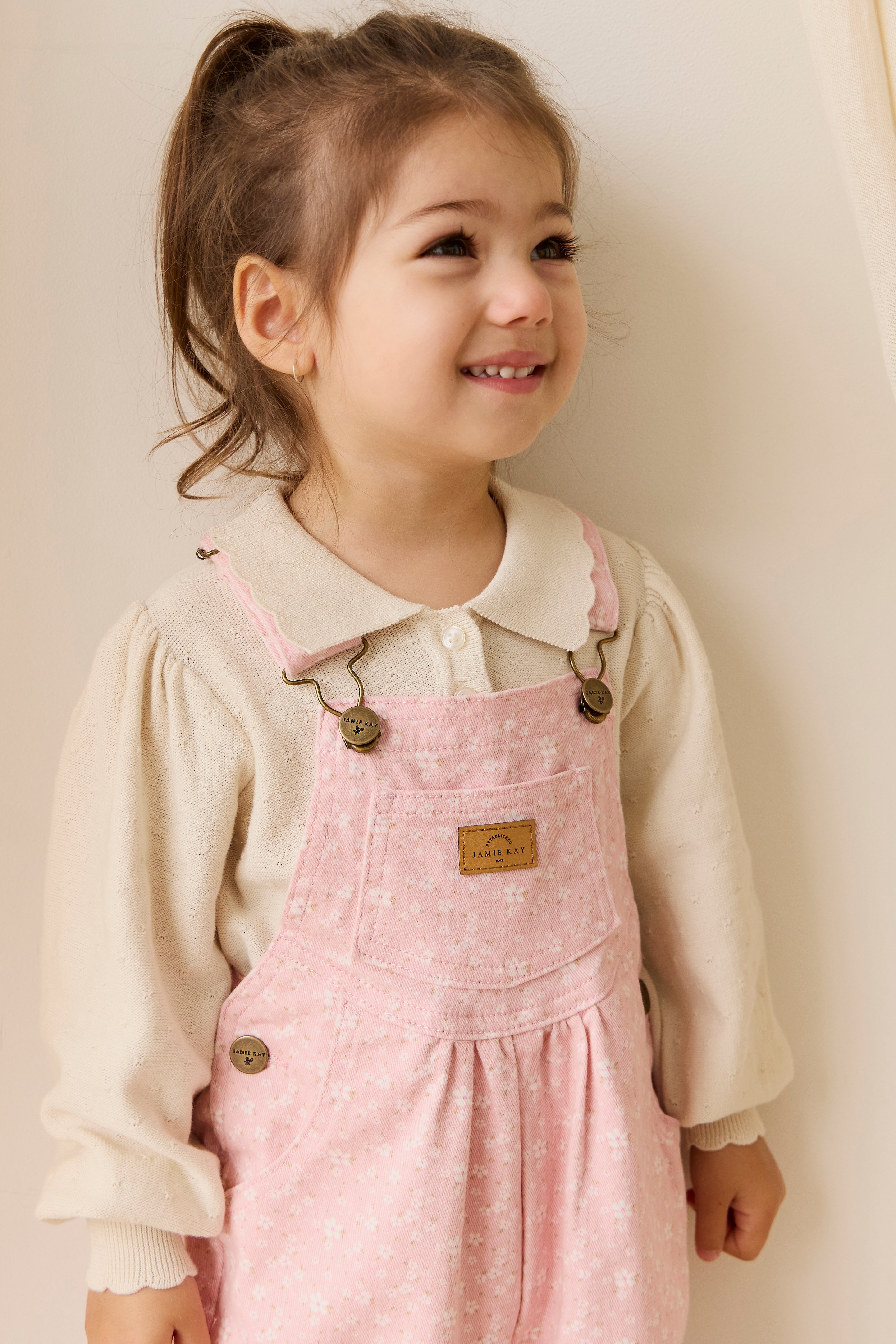Salopette en coton-élasthanne à imprimé floral rose pour bébé et enfant, avec bretelles réglables et entrejambe à boutons-pression, pour port quotidien (6 mois-8 ans)
