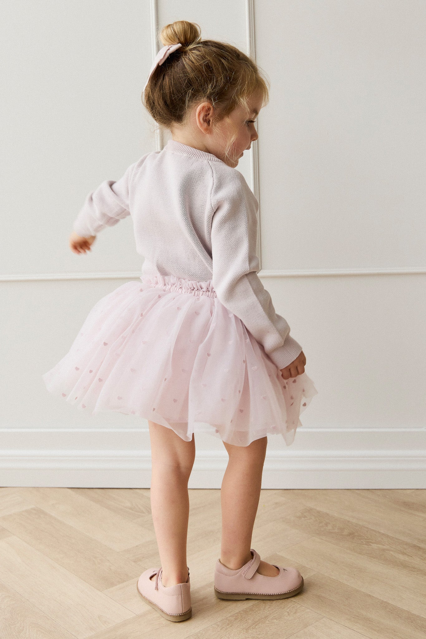Jupe en nylon à imprimé flocage cœur multicolore romantique avec doublure en coton pour filles, idéale pour les occasions festives et spéciales (6 mois-8 ans)