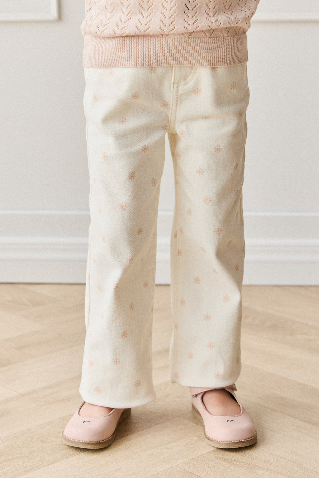 Pantalon en coton-élasthanne uni avec garnitures sans nickel pour filles, pour usage quotidien et décontracté (6 mois–10 ans)