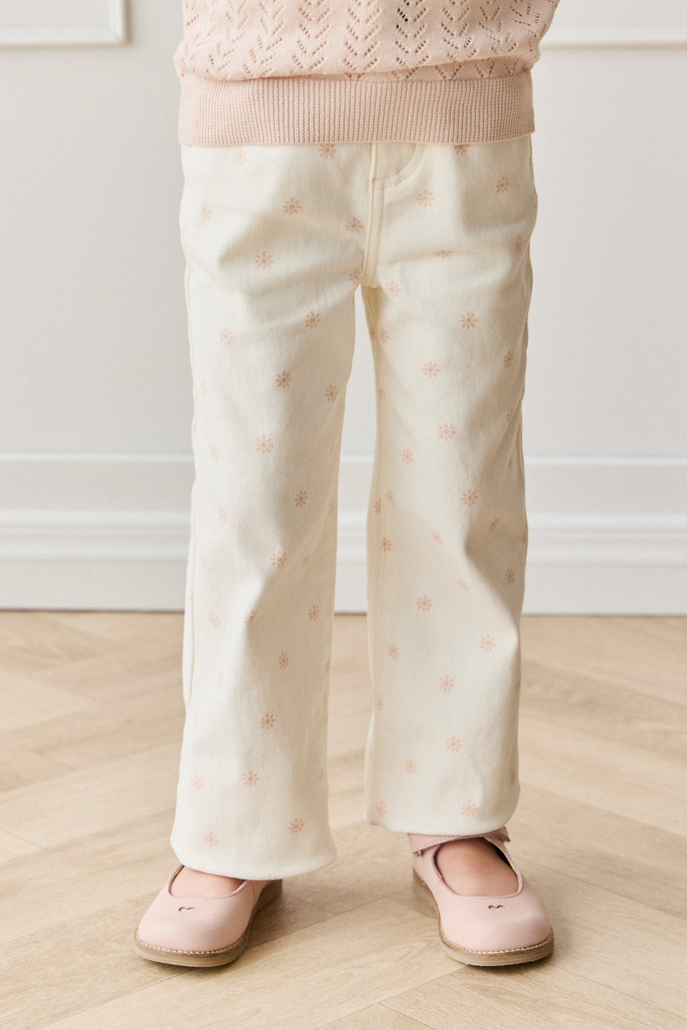 Pantalon en coton-élasthanne uni avec garnitures sans nickel pour filles, pour usage quotidien et décontracté (6 mois–10 ans)
