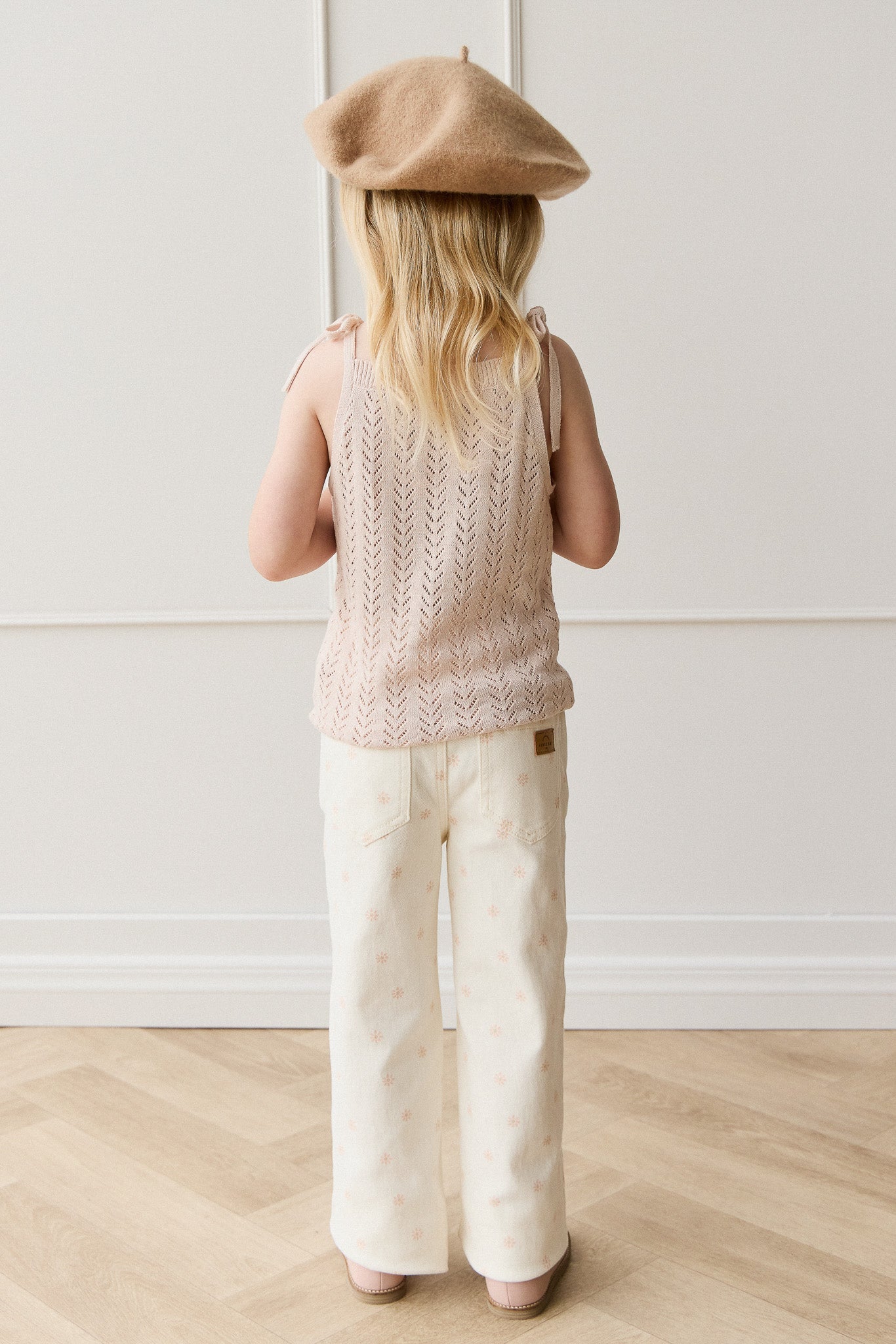Pantalon en coton-élasthanne uni avec garnitures sans nickel pour filles, pour usage quotidien et décontracté (6 mois–10 ans)