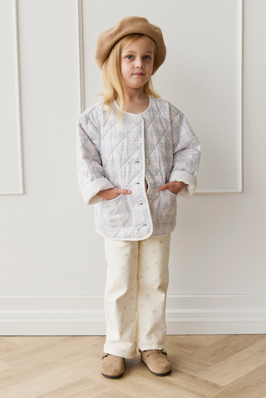 Pantalon en coton-élasthanne uni avec garnitures sans nickel pour filles, pour usage quotidien et décontracté (6 mois–10 ans)