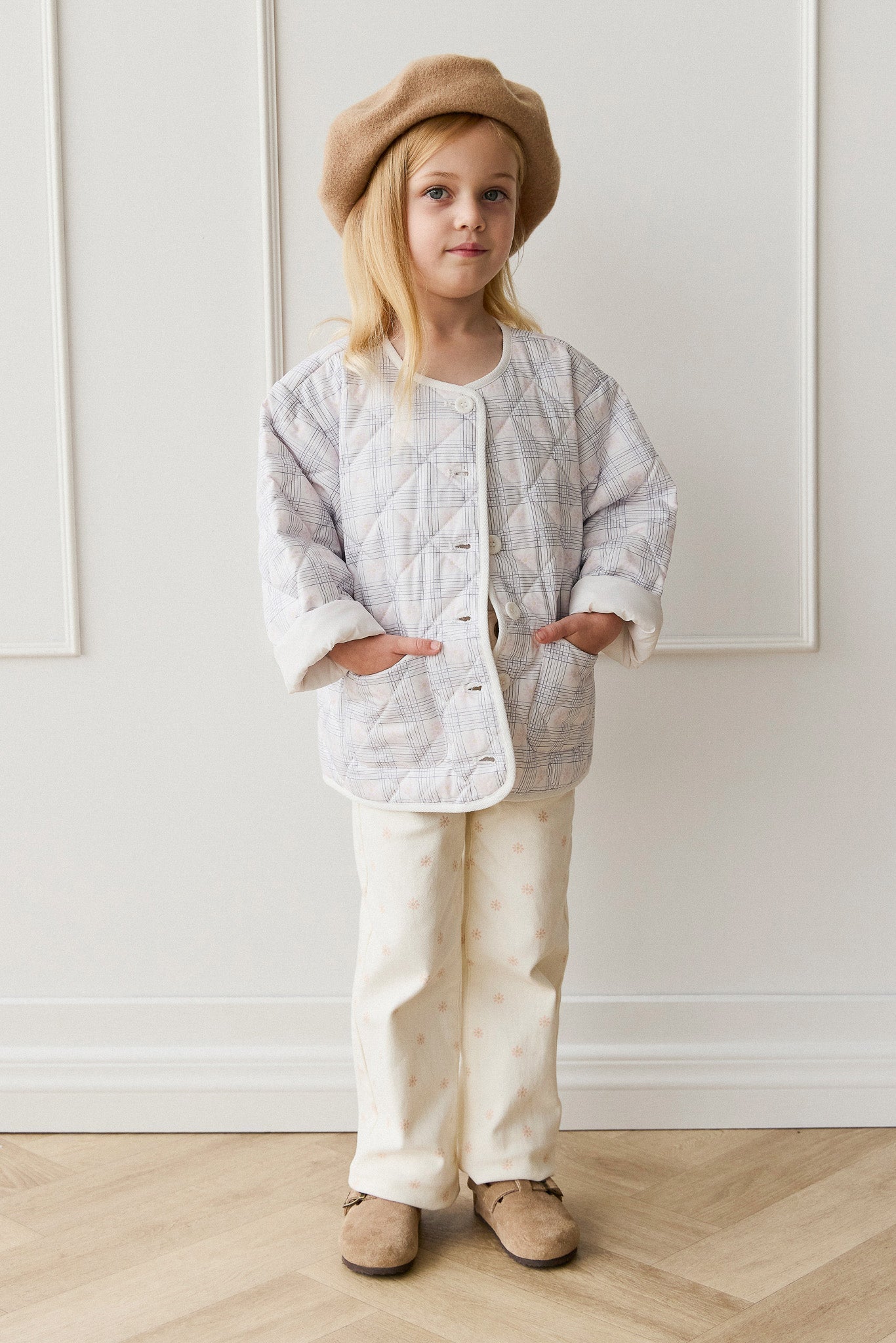Pantalon en coton-élasthanne uni avec garnitures sans nickel pour filles, pour usage quotidien et décontracté (6 mois–10 ans)