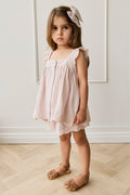Short en mousseline de coton biologique uni lilas clair, frais, léger et respirant pour bébés (6 mois–8 ans), idéal pour l'été