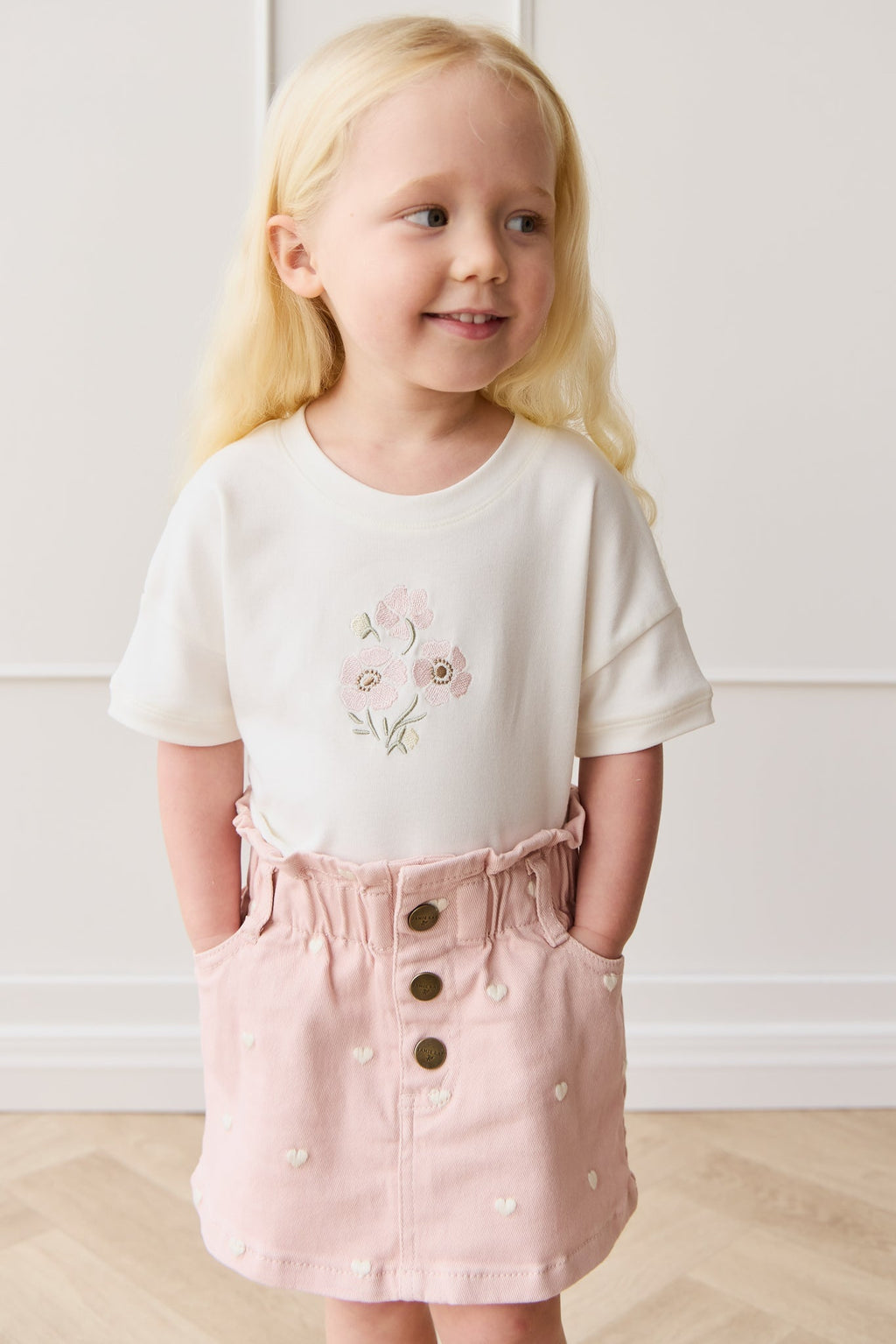Jupe étagée classique unie en coton-élasthanne avec taille élastiquée pour filles au quotidien printemps-été (1 an – 10 ans)