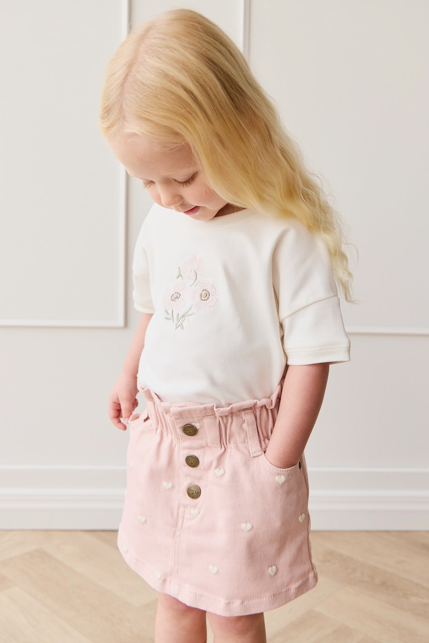 Jupe étagée classique unie en coton-élasthanne avec taille élastiquée pour filles au quotidien printemps-été (1 an – 10 ans)