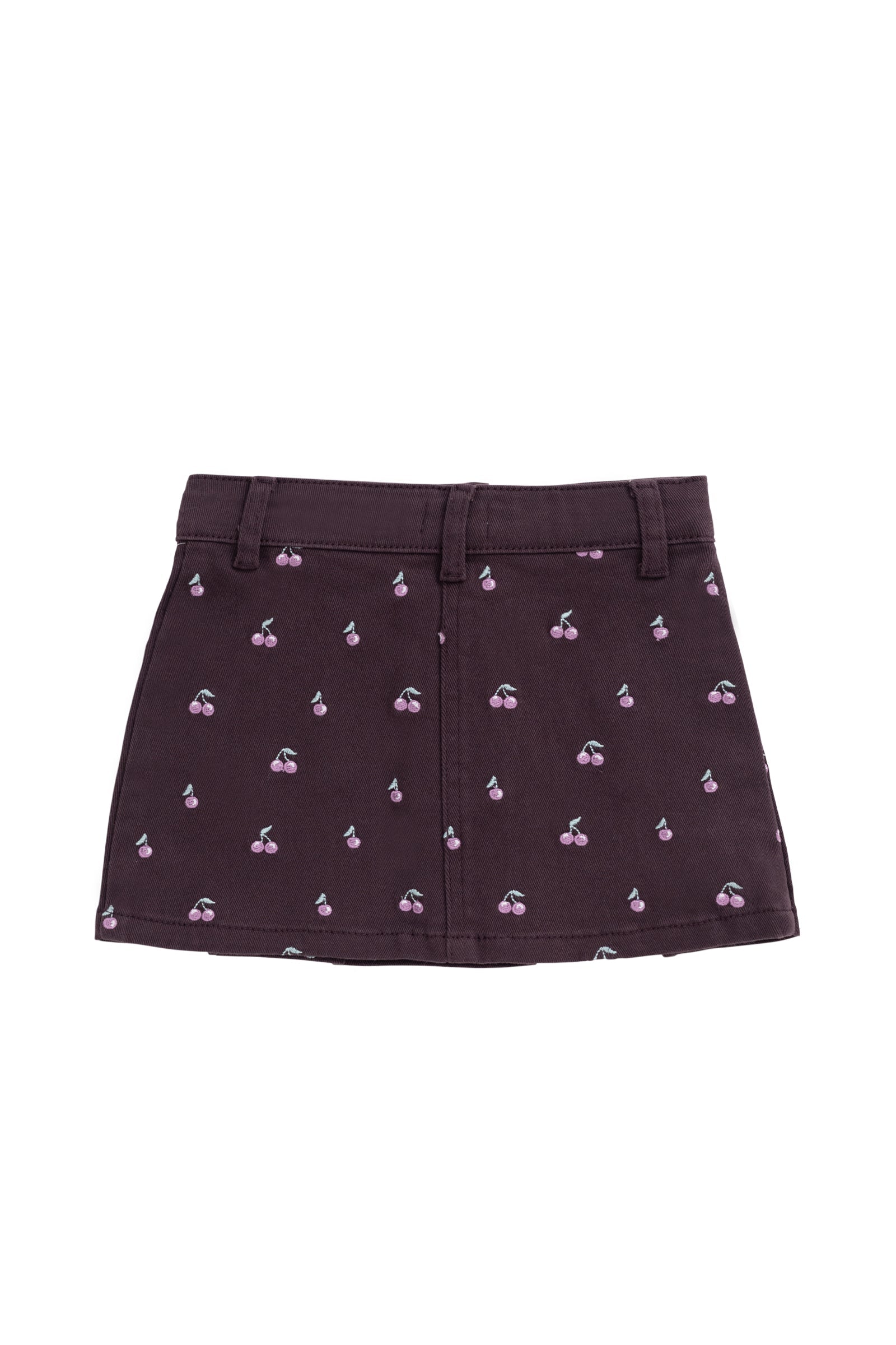 Jupe Chelsea brodée Cœur Cerise Prune Romantique en Coton-Élasthanne avec Quincaillerie sans Nickel pour Filles Tous les Jours (1-10 ans)