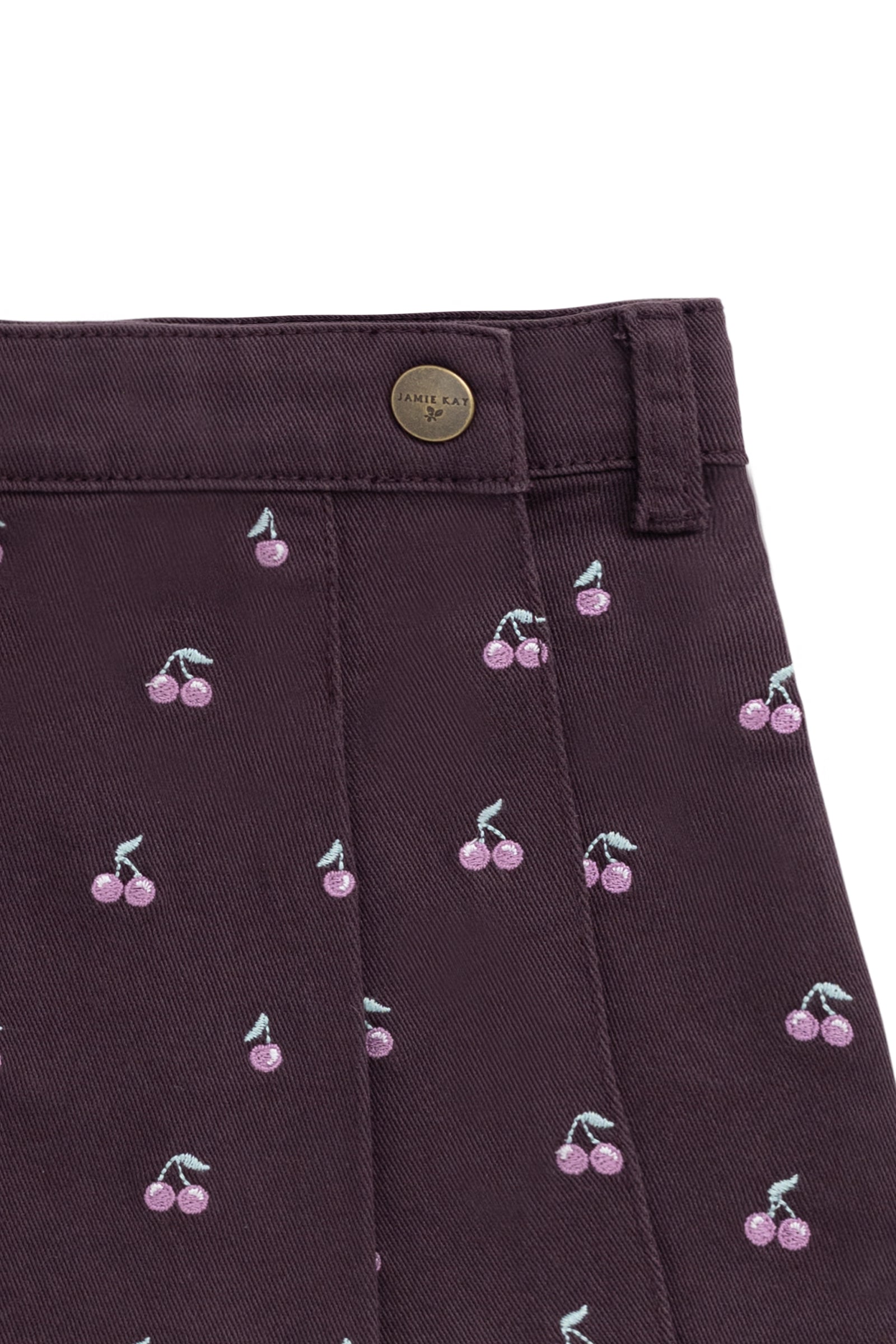 Jupe Chelsea brodée Cœur Cerise Prune Romantique en Coton-Élasthanne avec Quincaillerie sans Nickel pour Filles Tous les Jours (1-10 ans)