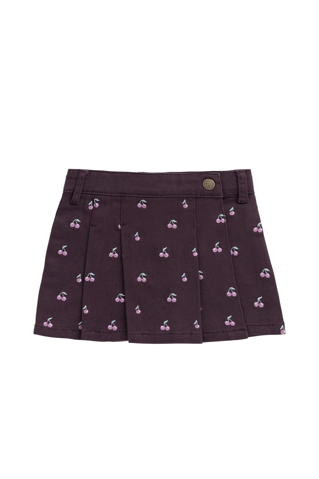 Jupe Chelsea brodée Cœur Cerise Prune Romantique en Coton-Élasthanne avec Quincaillerie sans Nickel pour Filles Tous les Jours (1-10 ans)