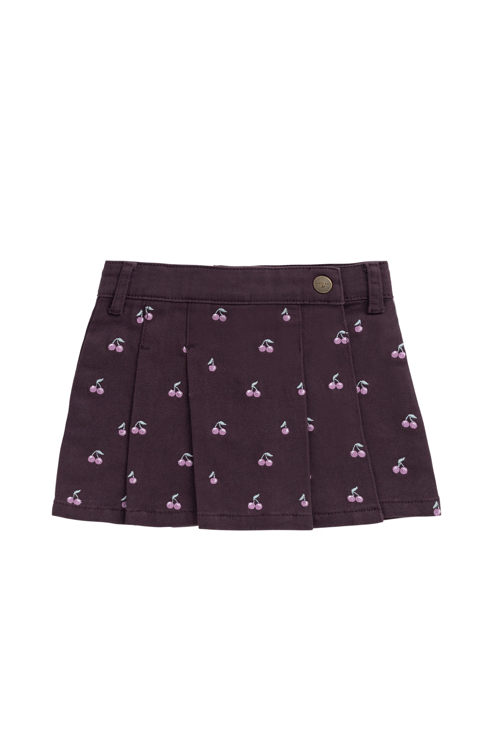 Jupe Chelsea brodée Cœur Cerise Prune Romantique en Coton-Élasthanne avec Quincaillerie sans Nickel pour Filles Tous les Jours (1-10 ans)