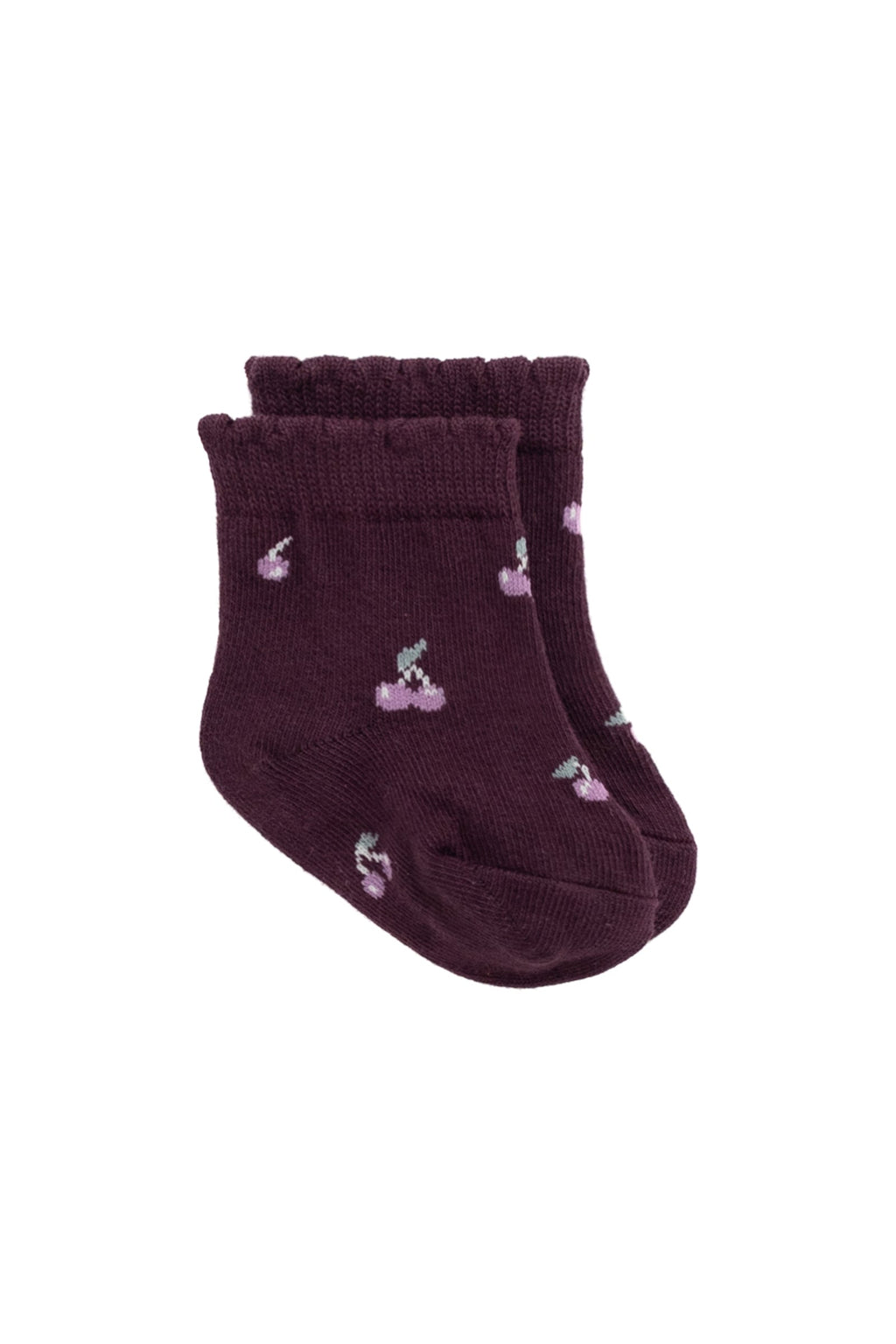 Chaussette Classique Cherry Love Prune en Coton-Polyester-Élasthanne uni avec Mélange Doux et Respirant pour Bébé et Enfant (Nourrisson–10 Ans)