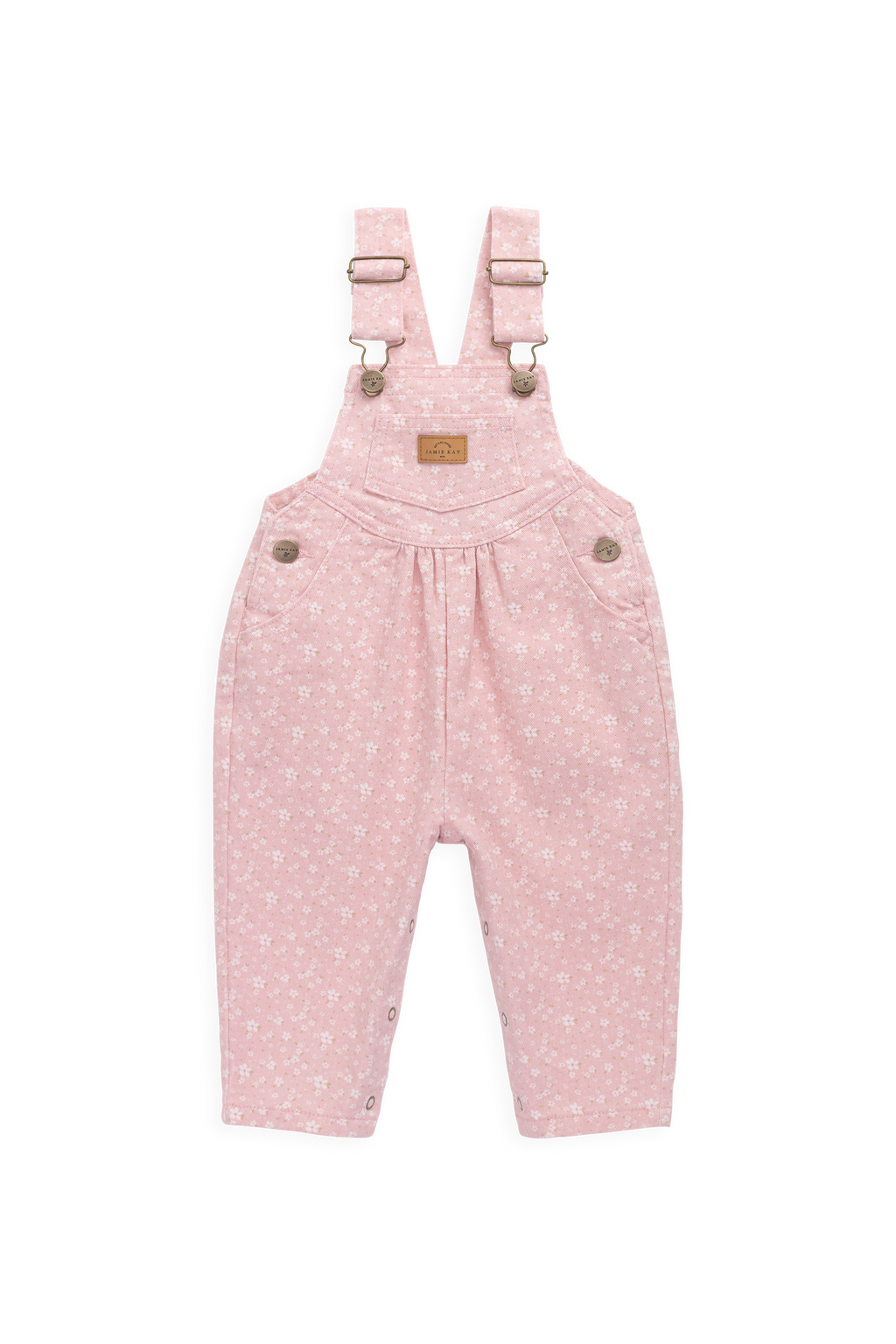 Salopette en coton-élasthanne à imprimé floral rose pour bébé et enfant, avec bretelles réglables et entrejambe à boutons-pression, pour port quotidien (6 mois-8 ans)