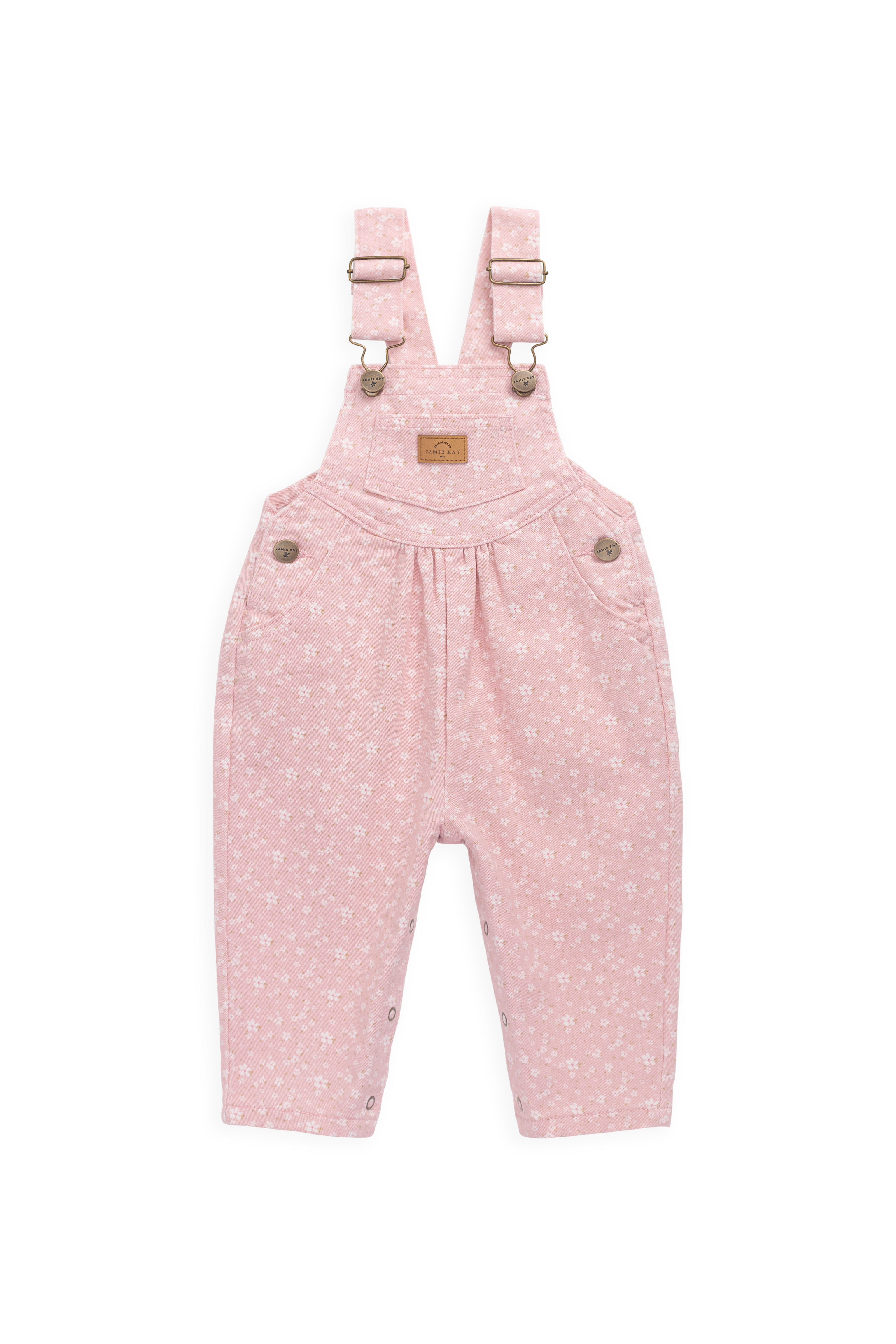 Salopette en coton-élasthanne à imprimé floral rose pour bébé et enfant, avec bretelles réglables et entrejambe à boutons-pression, pour port quotidien (6 mois-8 ans)