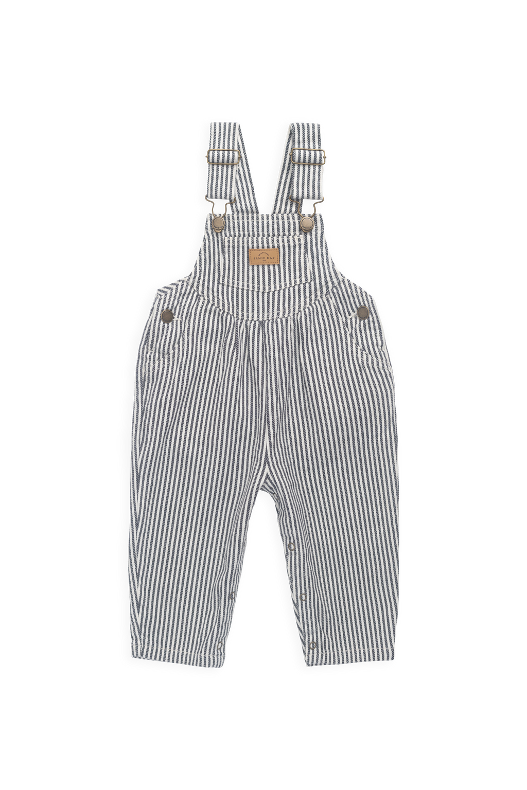 Salopette rayée bleu marine et nuage en coton-élasthanne avec accessoires sans nickel et bretelles réglables pour garçons et filles (6 mois-8 ans)