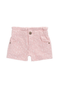 Short en velours côtelé brodé, décontracté, rose poudré, en coton-élasthanne avec passants de ceinture et poches avant pour filles Printemps-Été (6M–10A)