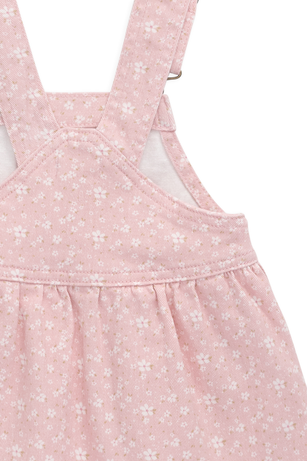 Robe Salopette Vintage Rose Poudré Brodé en Coton-Élasthanne avec Bretelles Ajustables & Poche Bavette à l'Avant pour Filles Printemps-Été (6M–8A)