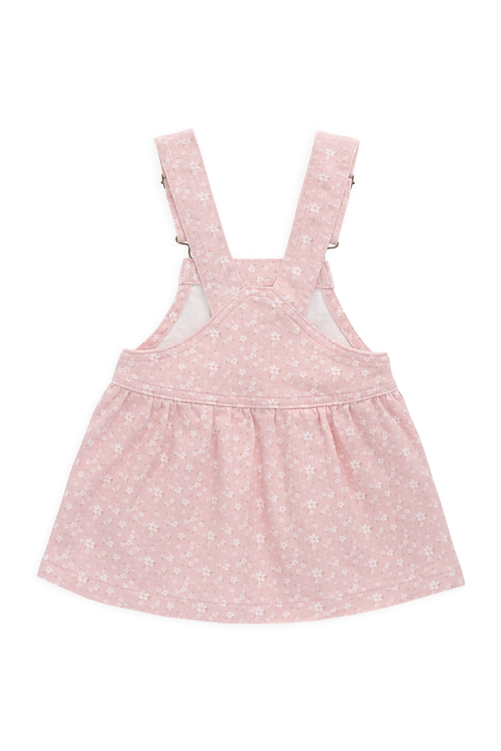 Robe Salopette Vintage Rose Poudré Brodé en Coton-Élasthanne avec Bretelles Ajustables & Poche Bavette à l'Avant pour Filles Printemps-Été (6M–8A)