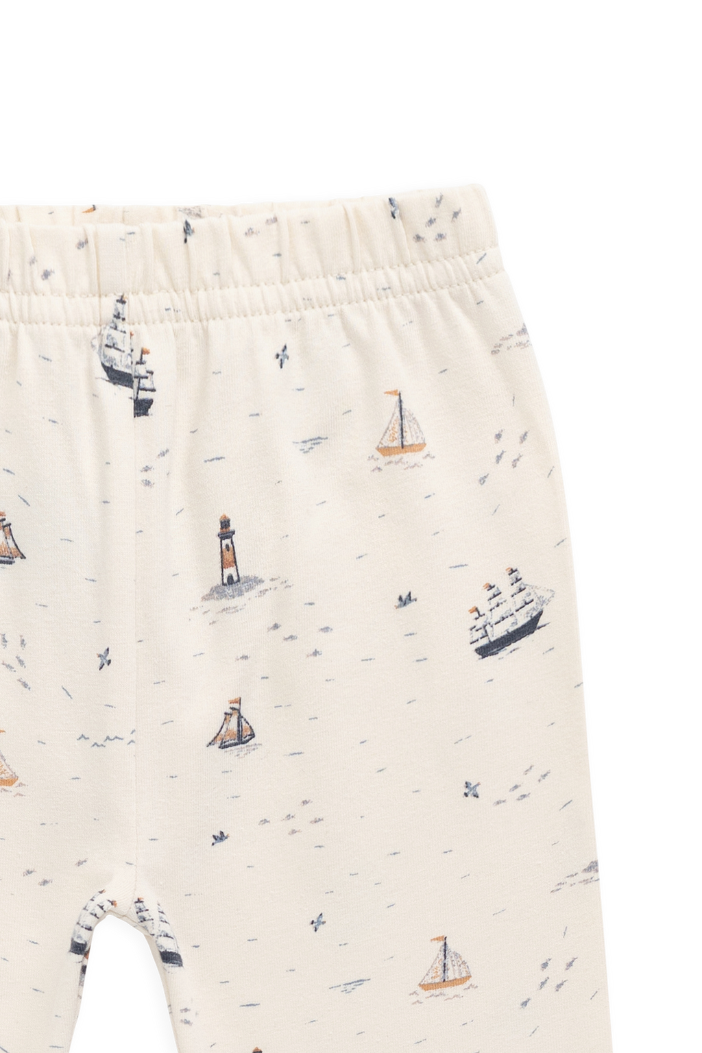 Legging en coton organique et élasthanne à imprimé bateau à voile et phare, taille élastique, pour bébés (Naissance-5 ans) - Vêtement de sport.