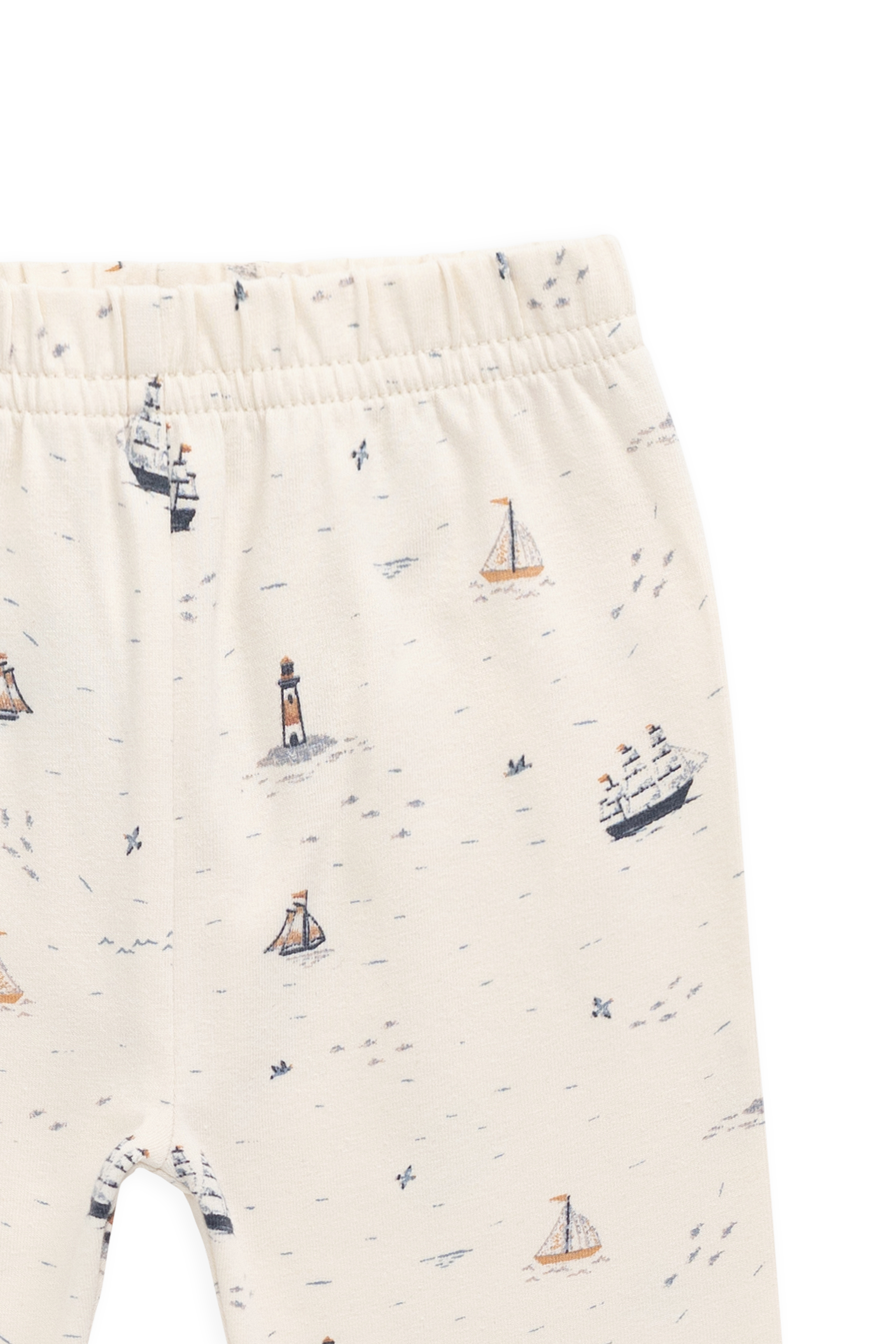 Legging en coton organique et élasthanne à imprimé bateau à voile et phare, taille élastique, pour bébés (Naissance-5 ans) - Vêtement de sport.