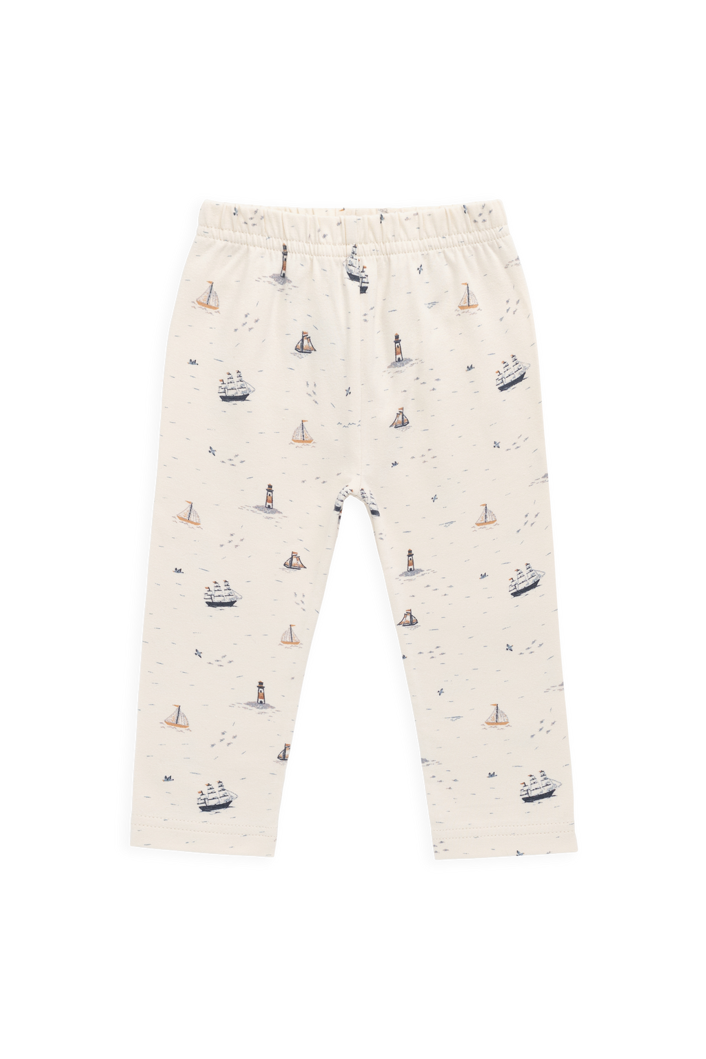 Legging en coton organique et élasthanne à imprimé bateau à voile et phare, taille élastique, pour bébés (Naissance-5 ans) - Vêtement de sport.