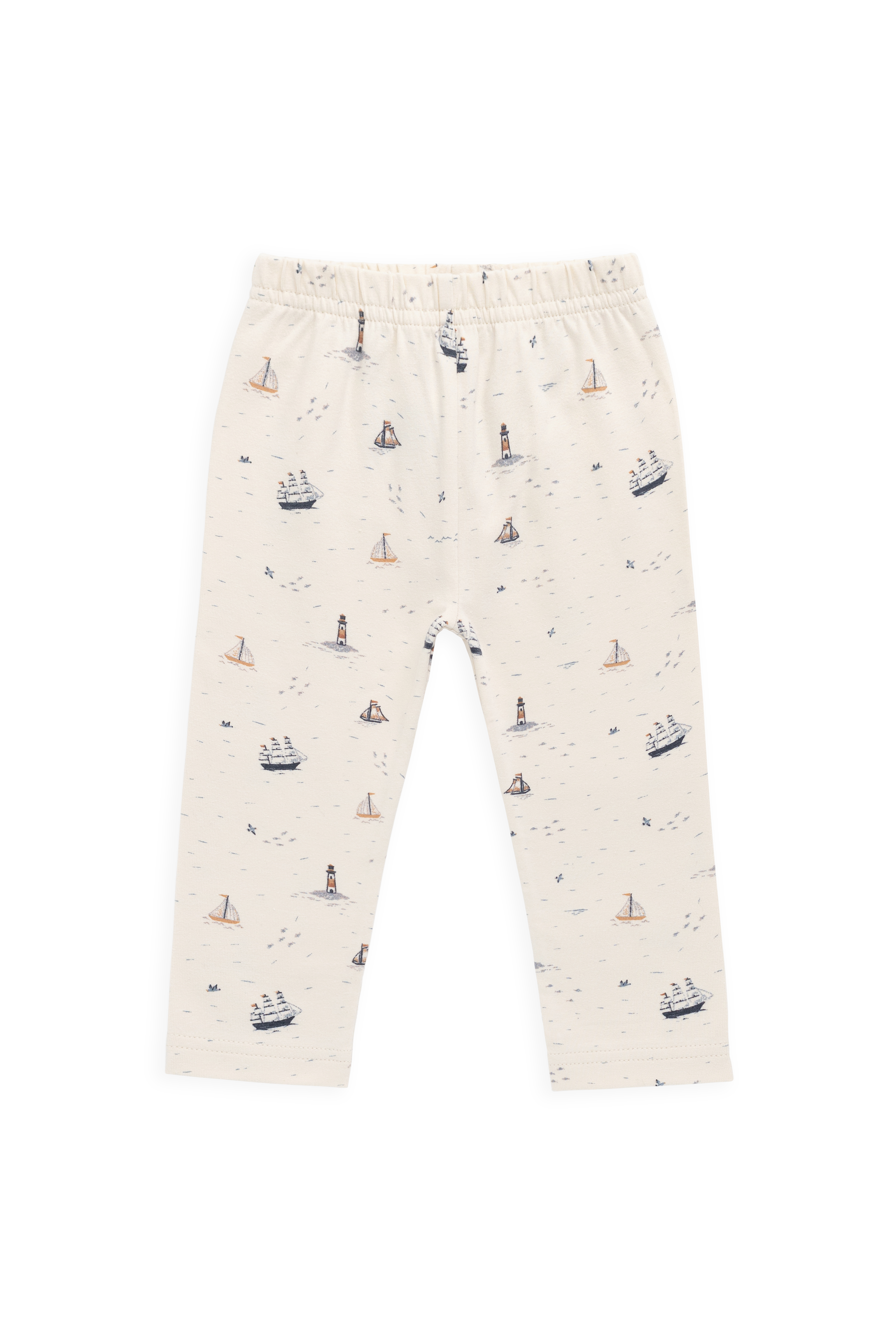 Legging en coton organique et élasthanne à imprimé bateau à voile et phare, taille élastique, pour bébés (Naissance-5 ans) - Vêtement de sport.