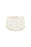 Culotte en coton biologique avec détails à volants et taille élastique motif parchemin botanique pour le quotidien de bébé (0-3 ans)