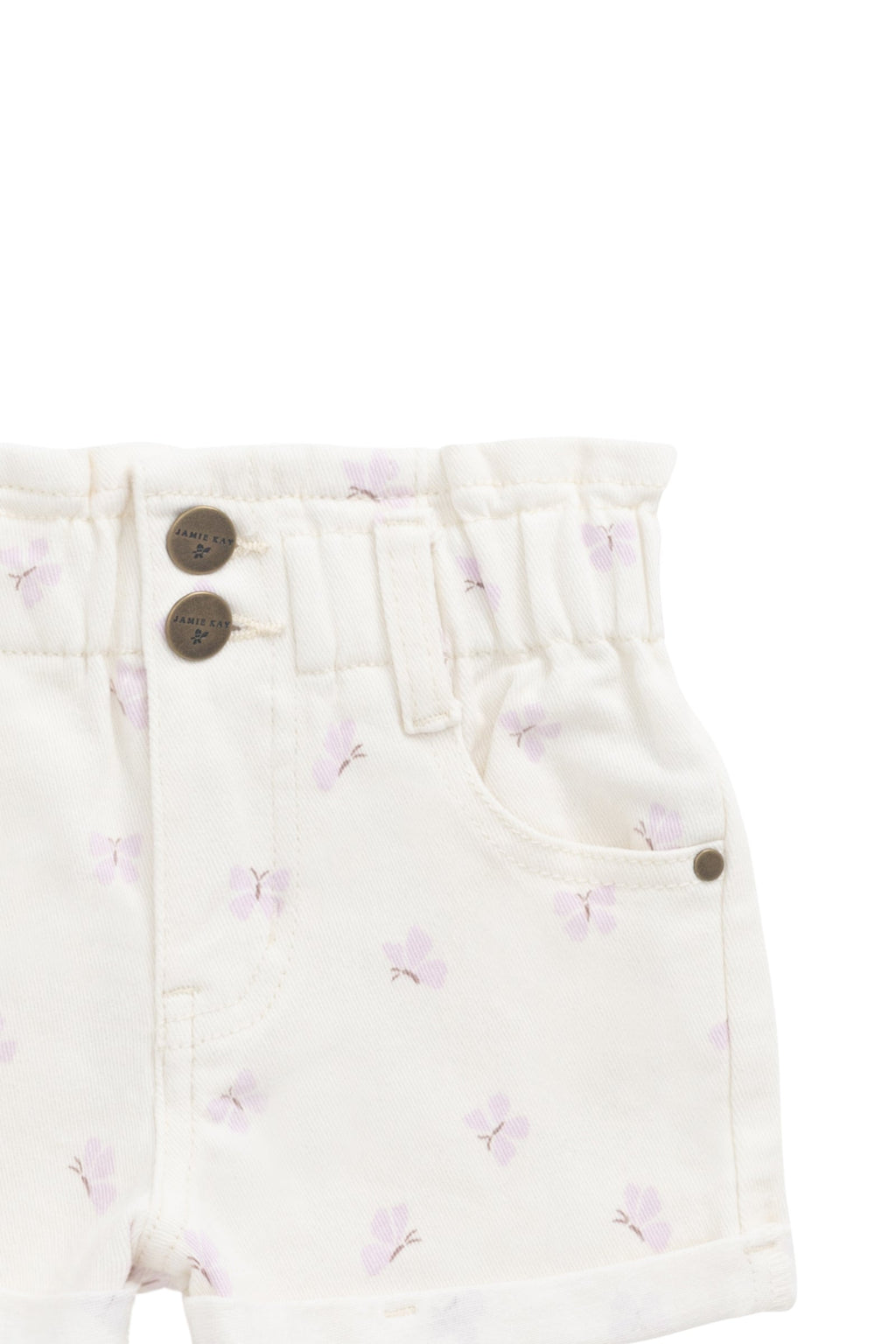 Short en coton-élasthanne solide parchemin décontracté avec ferrures sans nickel pour filles (6 mois-10 ans)