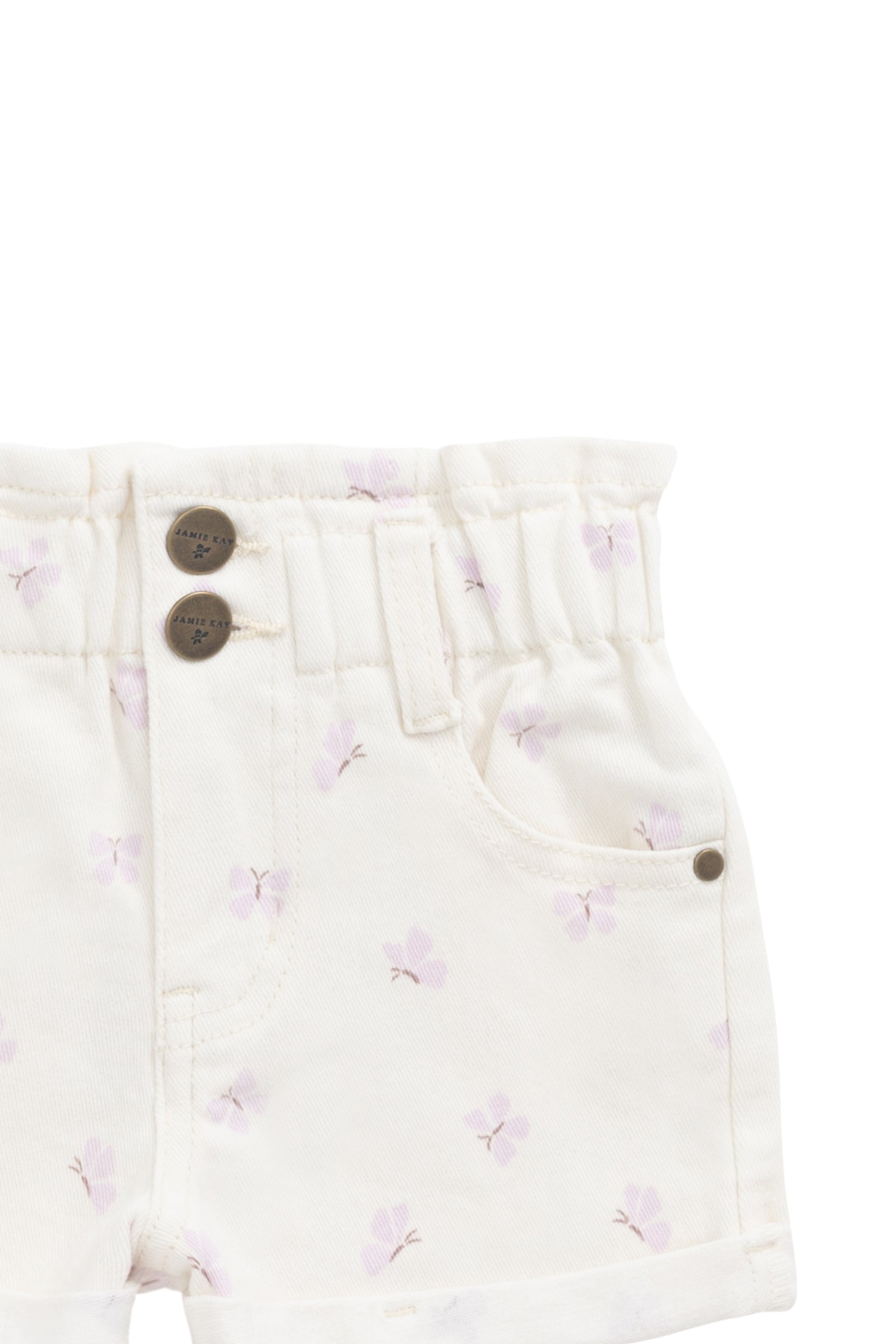 Short en coton-élasthanne solide parchemin décontracté avec ferrures sans nickel pour filles (6 mois-10 ans)