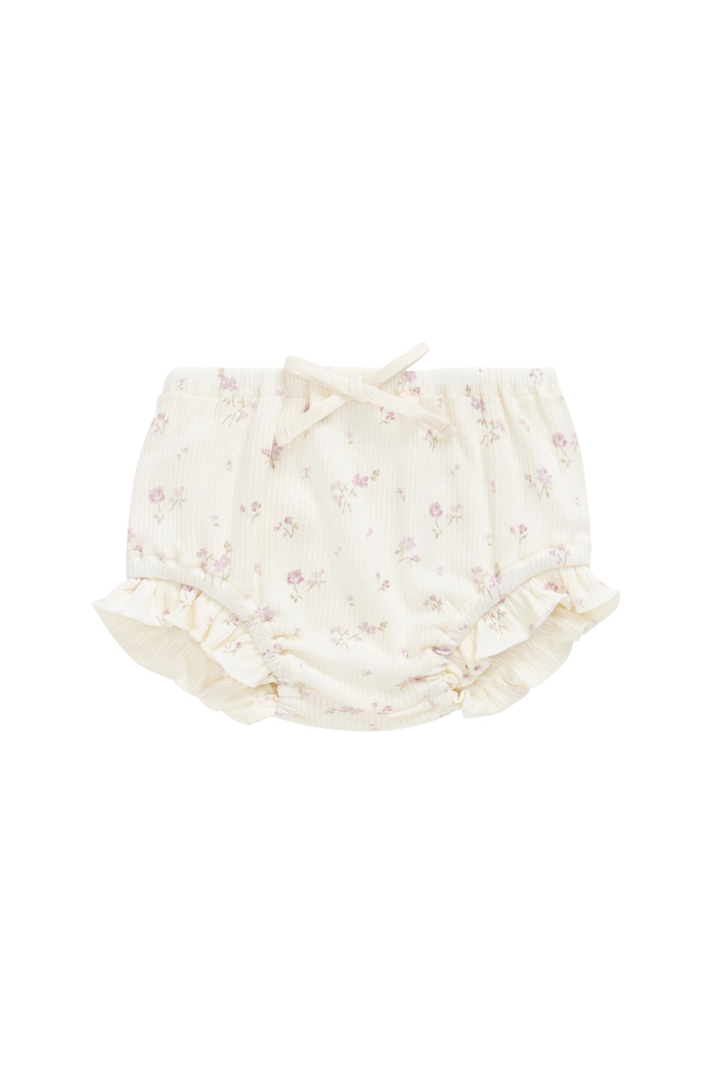 Bloomer côtelé fin, uni et doux, en coton biologique-élasthanne avec détail volanté pour bébé (0-3 ans)