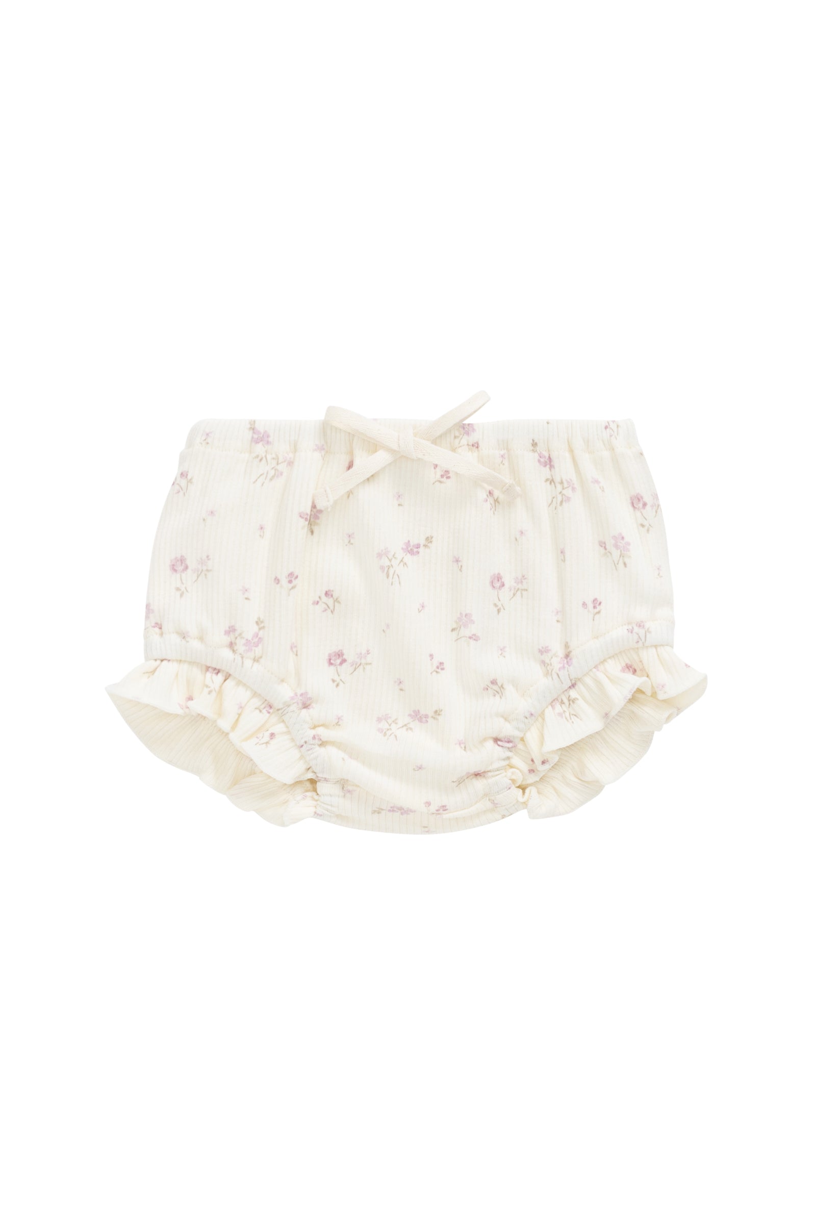 Bloomer côtelé fin, uni et doux, en coton biologique-élasthanne avec détail volanté pour bébé (0-3 ans)
