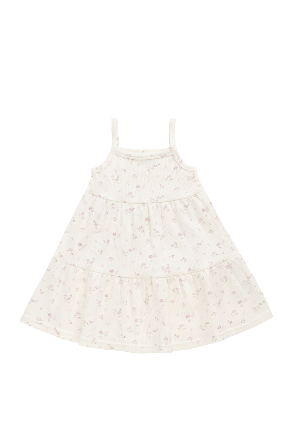 Robe en coton biologique-élasthanne à fines côtes unies, minimaliste et neutre, avec une silhouette ajustée et extensible pour le quotidien des filles (1-10 ans)