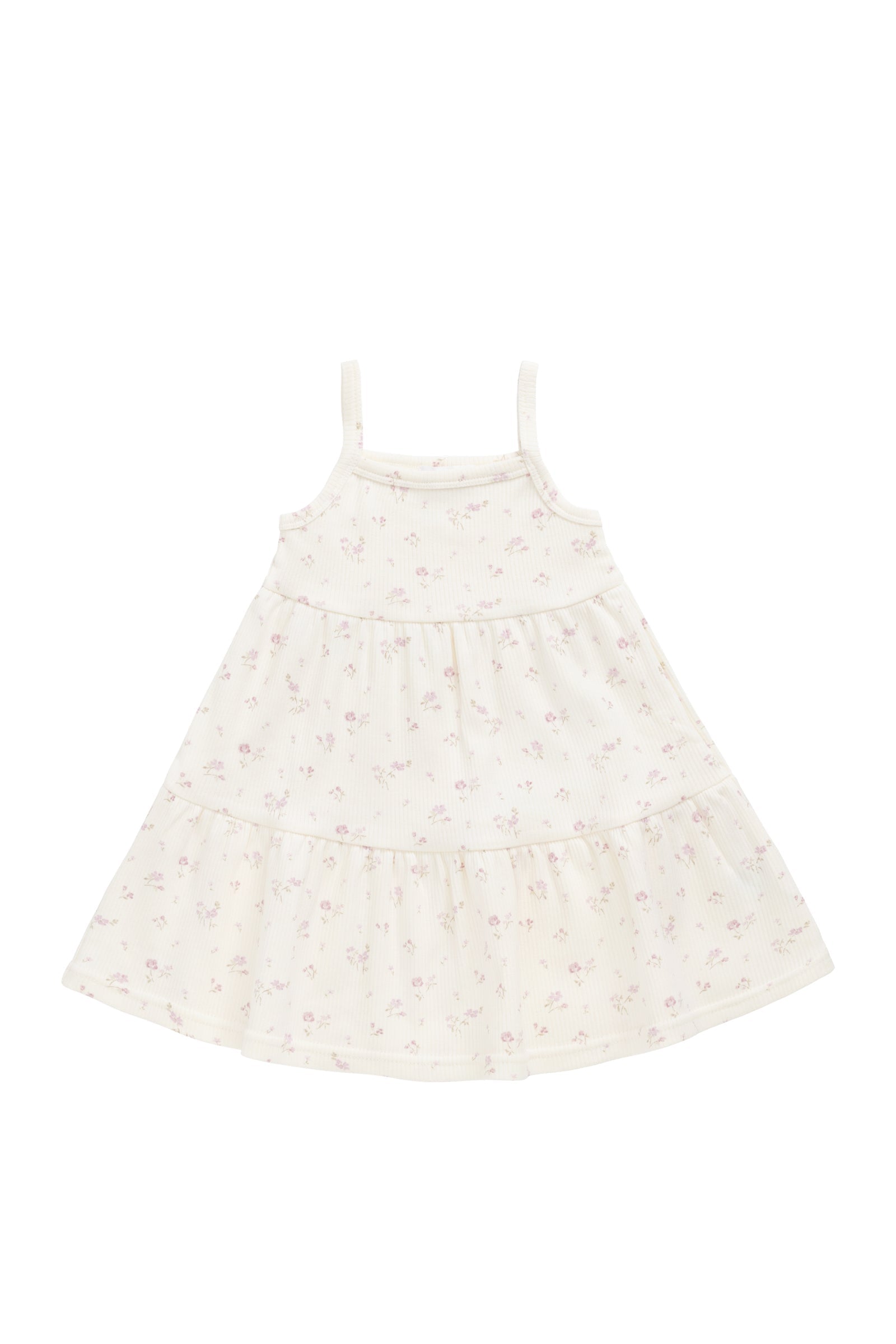 Robe en coton biologique-élasthanne à fines côtes unies, minimaliste et neutre, avec une silhouette ajustée et extensible pour le quotidien des filles (1-10 ans)