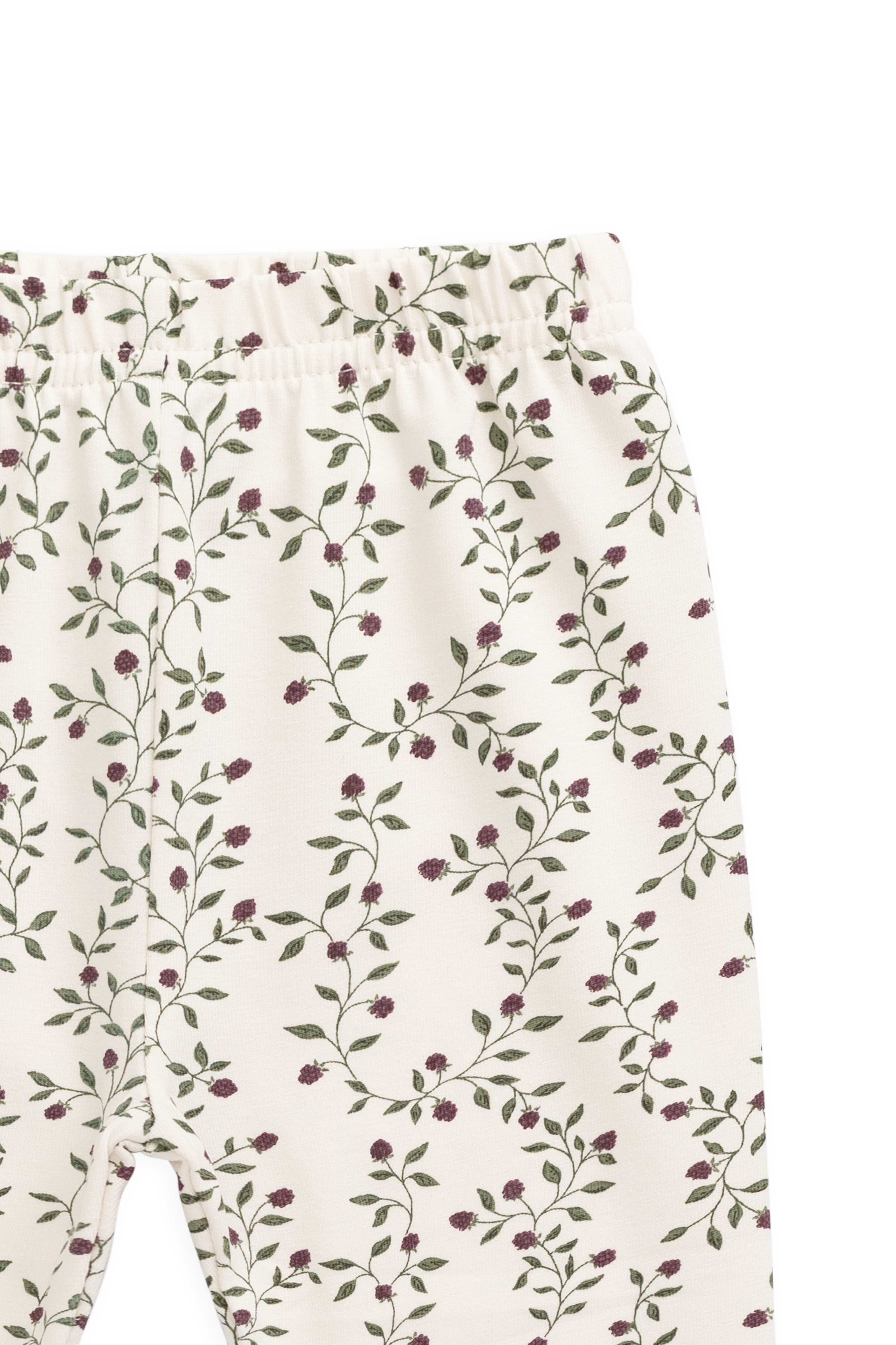 Legging Fille en Coton Bio-Élasthanne Imprimé Mûrier Floral Crème Botanique avec Taille Élastique pour Tous Les Jours (6M–8A)