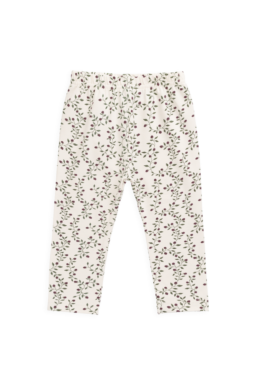 Legging Fille en Coton Bio-Élasthanne Imprimé Mûrier Floral Crème Botanique avec Taille Élastique pour Tous Les Jours (6M–8A)