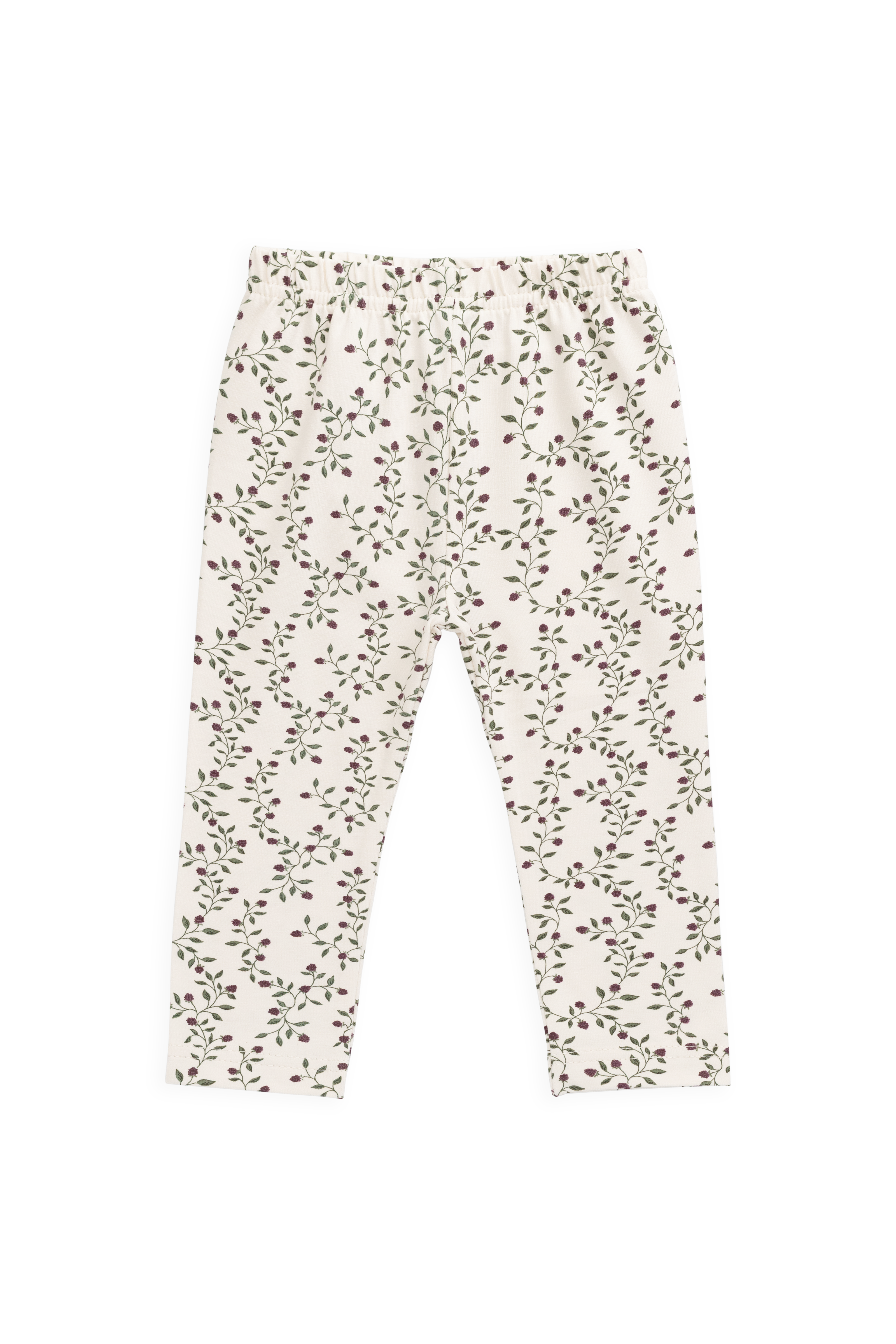 Legging Fille en Coton Bio-Élasthanne Imprimé Mûrier Floral Crème Botanique avec Taille Élastique pour Tous Les Jours (6M–8A)