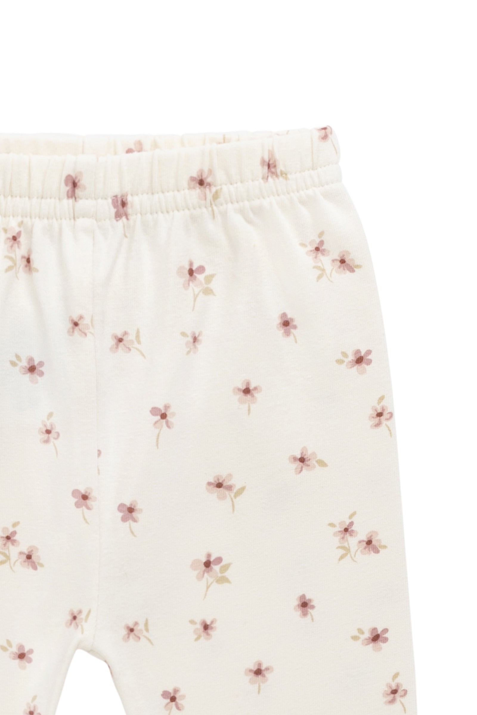 Legging en coton bio et élasthanne à imprimé fleuri simple avec taille élastique pour bébés et filles, usage quotidien (nouveau-né – 10 ans)