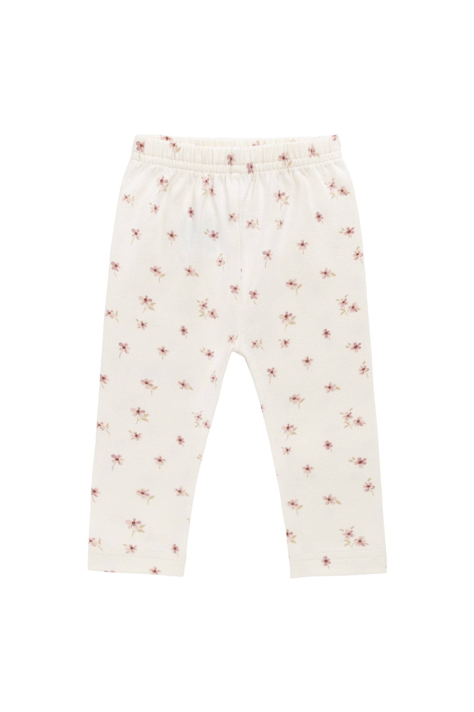 Legging en coton bio et élasthanne à imprimé fleuri simple avec taille élastique pour bébés et filles, usage quotidien (nouveau-né – 10 ans)