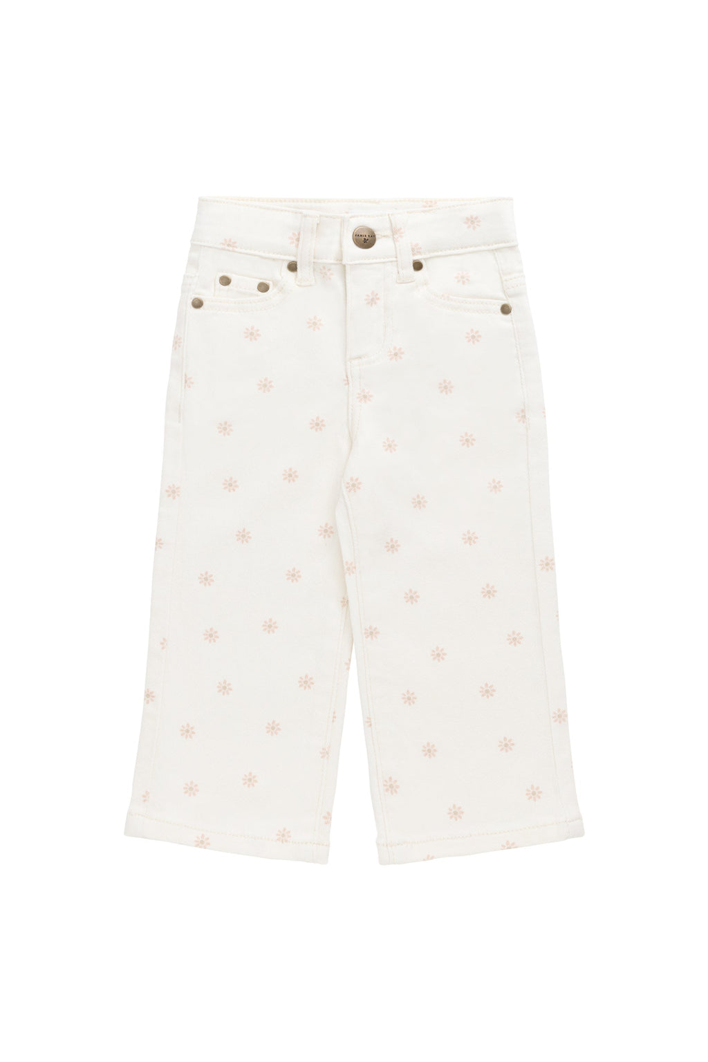 Pantalon en coton-élasthanne uni avec garnitures sans nickel pour filles, pour usage quotidien et décontracté (6 mois–10 ans)