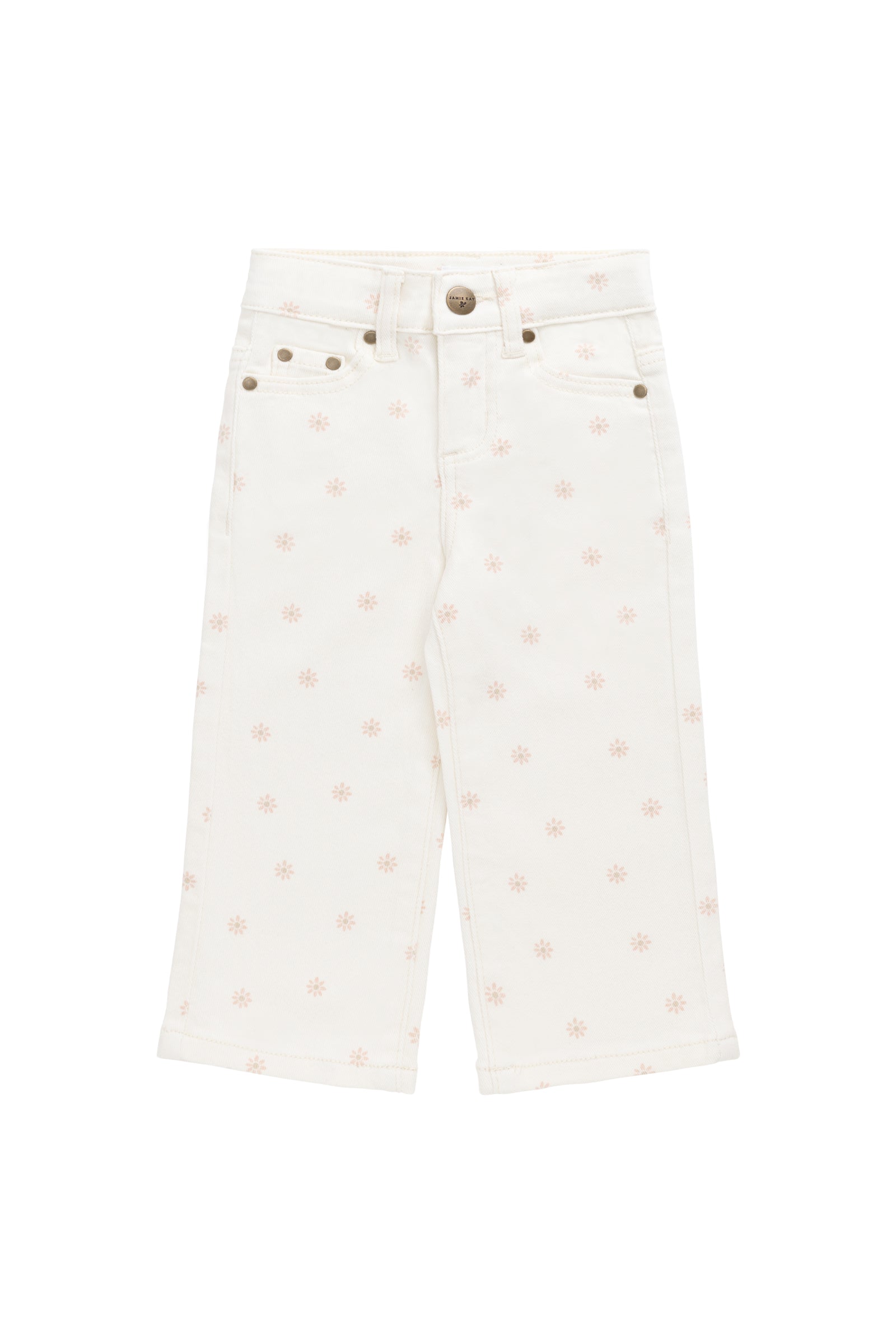 Pantalon en coton-élasthanne uni avec garnitures sans nickel pour filles, pour usage quotidien et décontracté (6 mois–10 ans)