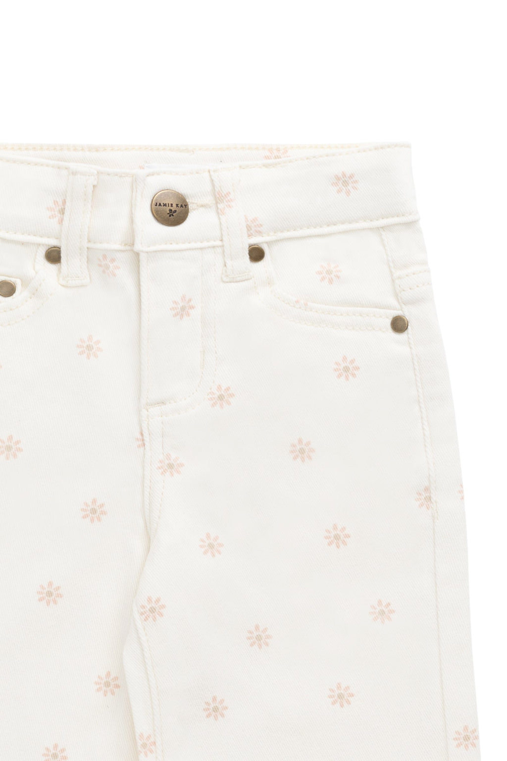 Pantalon en coton-élasthanne uni avec garnitures sans nickel pour filles, pour usage quotidien et décontracté (6 mois–10 ans)