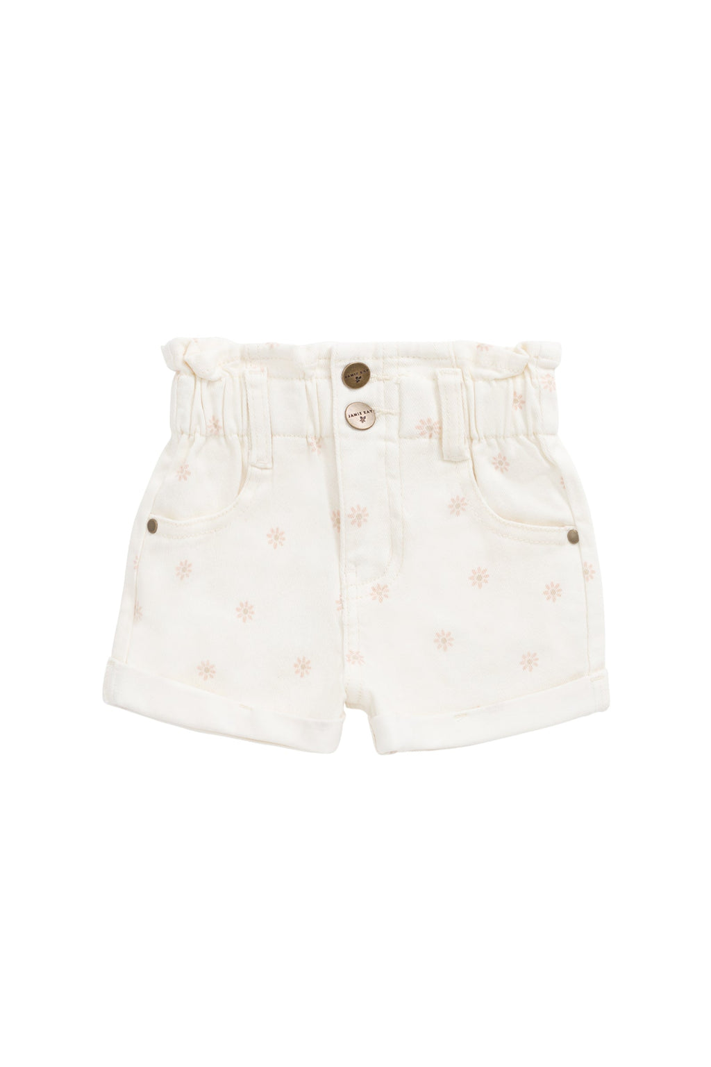 Short en coton et élasthanne avec accessoires sans nickel pour filles, idéal pour les tenues décontractées de tous les jours (6 mois-10 ans)