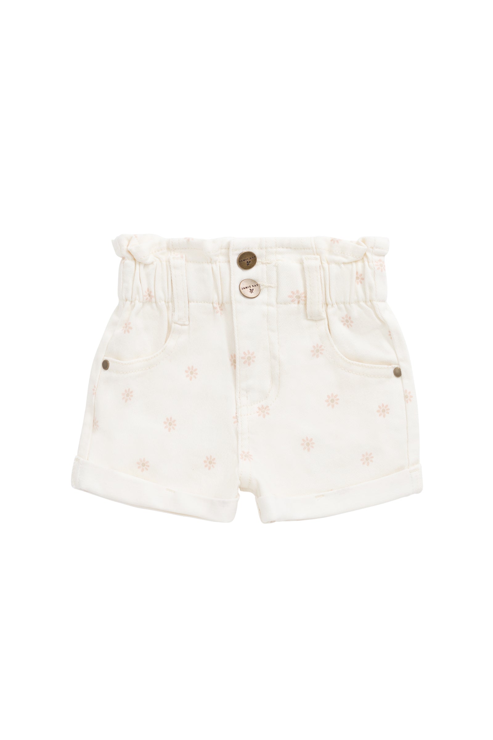 Short en coton et élasthanne avec accessoires sans nickel pour filles, idéal pour les tenues décontractées de tous les jours (6 mois-10 ans)