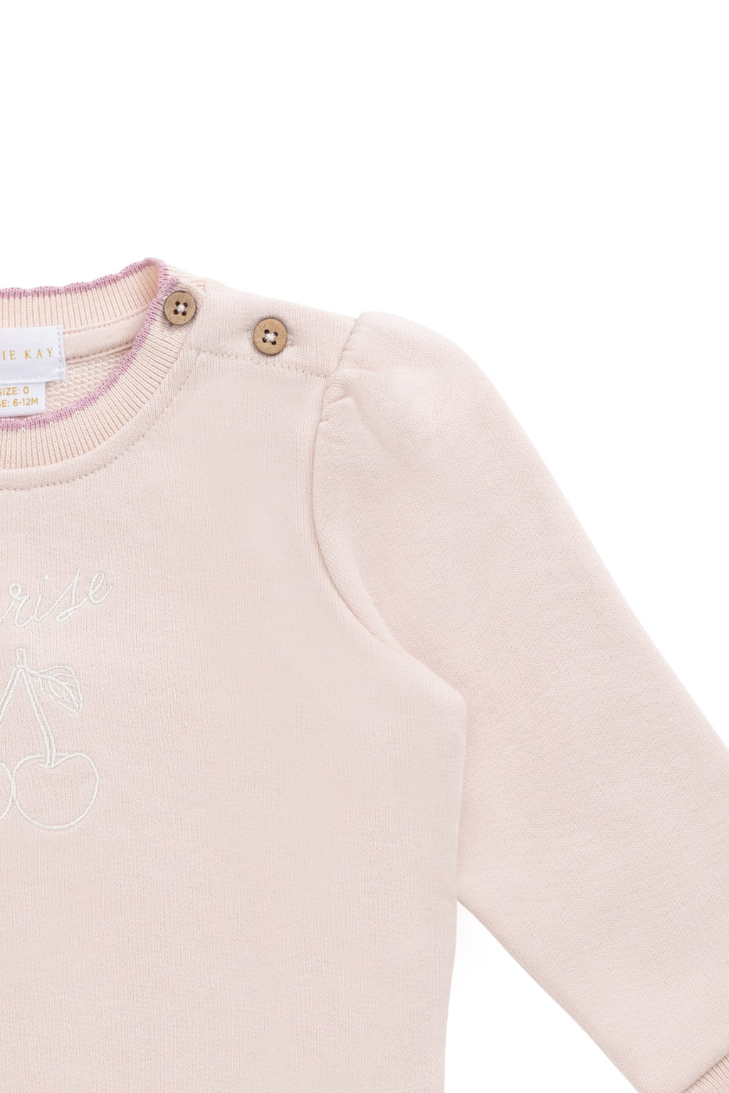 Sweat-shirt décontracté en coton-élasthanne biologique uni Morganite Cerise, doux et respirant pour le confort des filles au quotidien (6 mois-10 ans)