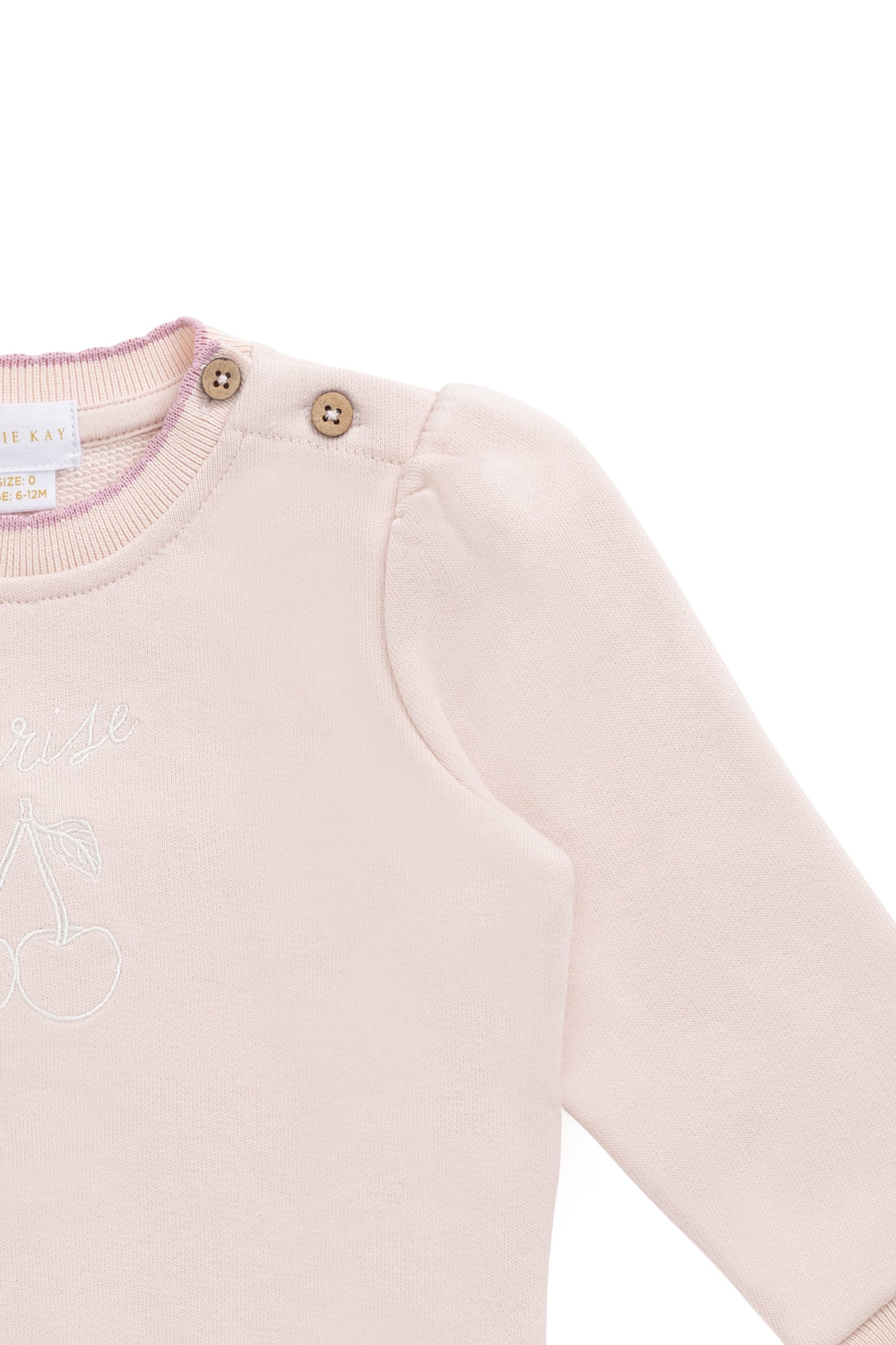 Sweat-shirt décontracté en coton-élasthanne biologique uni Morganite Cerise, doux et respirant pour le confort des filles au quotidien (6 mois-10 ans)
