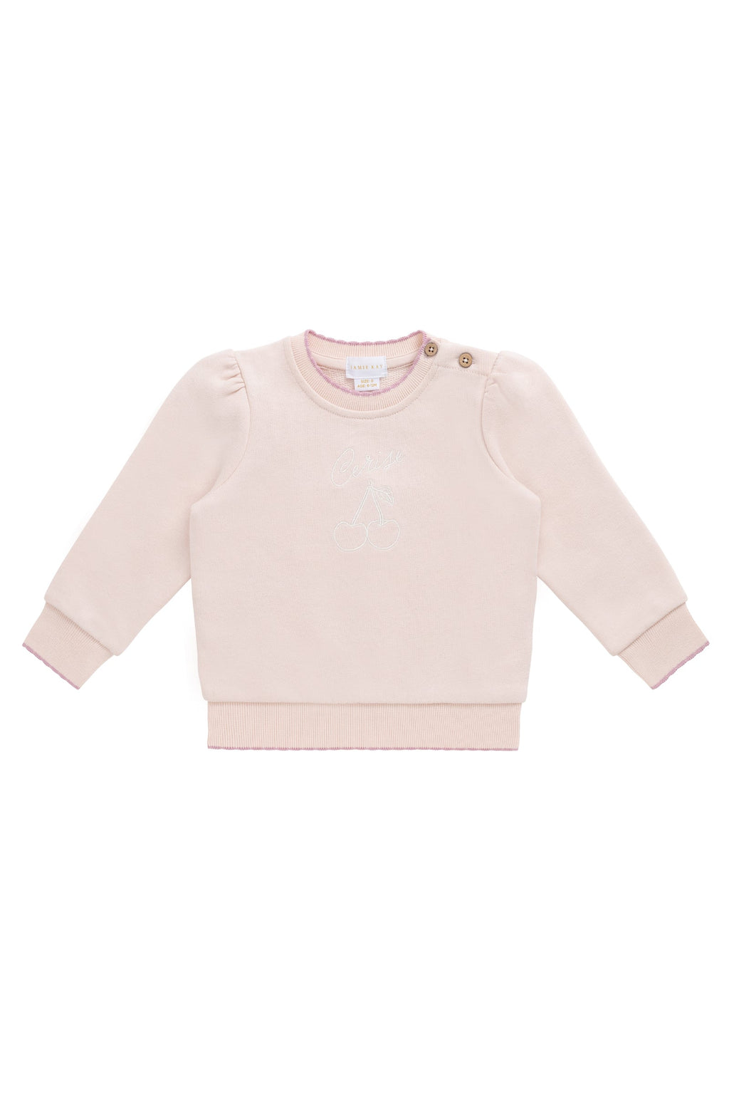 Sweat-shirt décontracté en coton-élasthanne biologique uni Morganite Cerise, doux et respirant pour le confort des filles au quotidien (6 mois-10 ans)