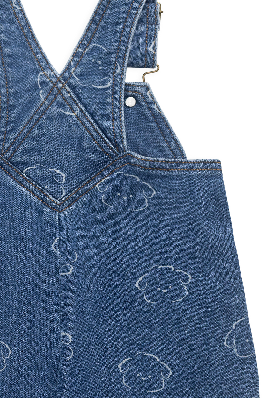 Salopette décontractée en jean brodé coton-élasthanne avec bretelles réglables et détails sans nickel pour bébé usage quotidien (6M–6Y)